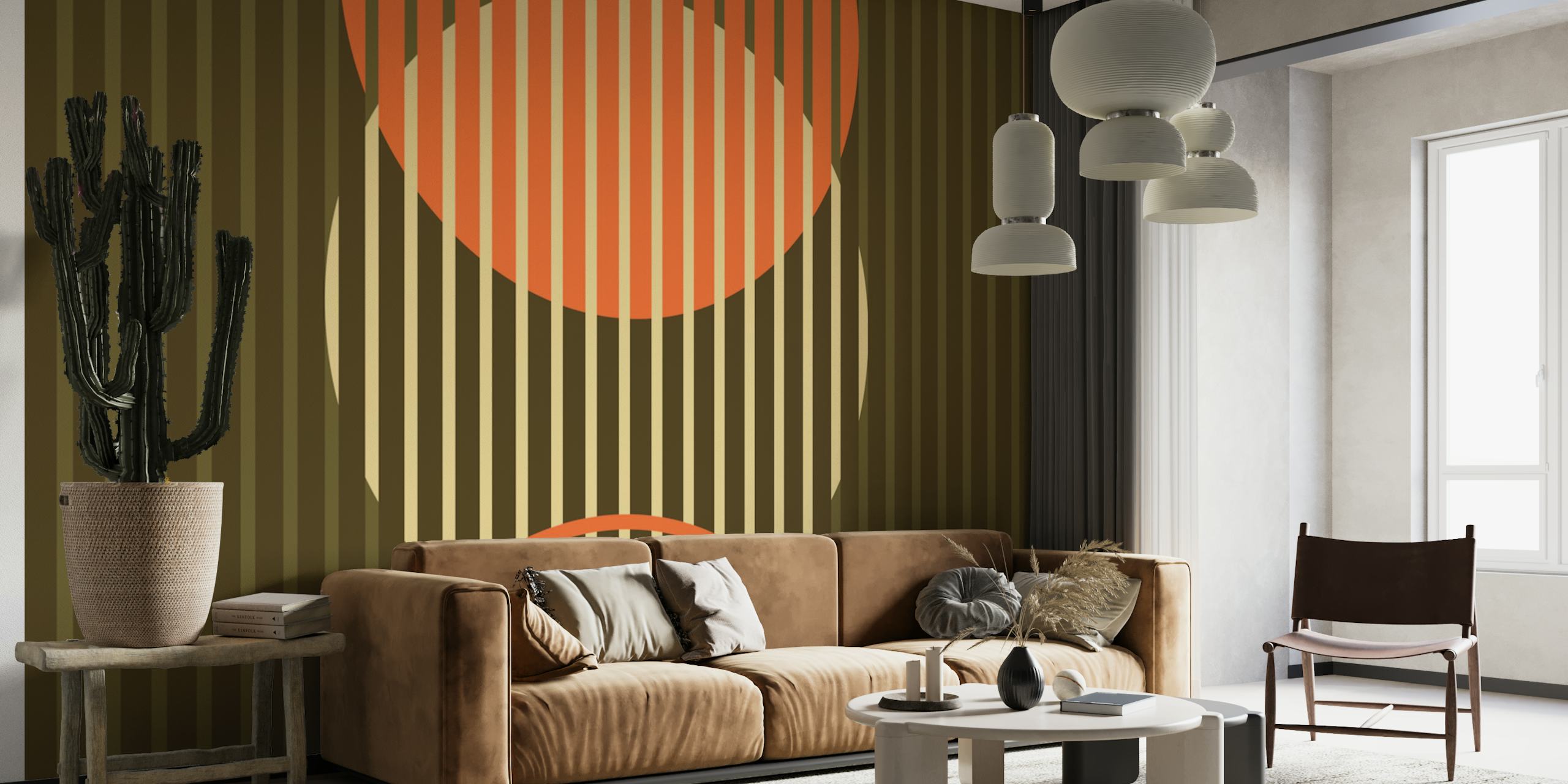 Rising geometric circles - orange & brown - 2 Tapete
