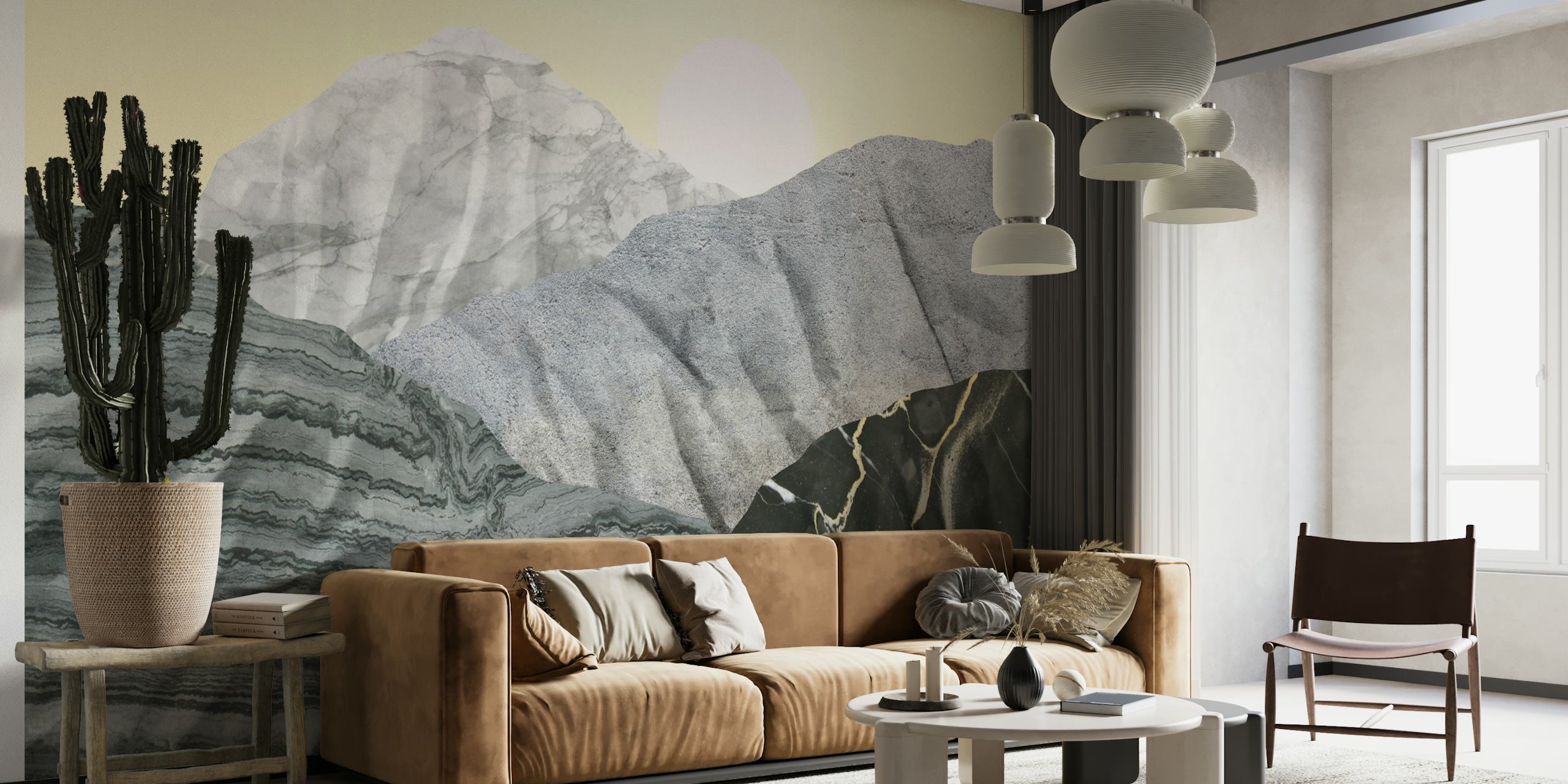 Marble Landscape III behang in een kamer