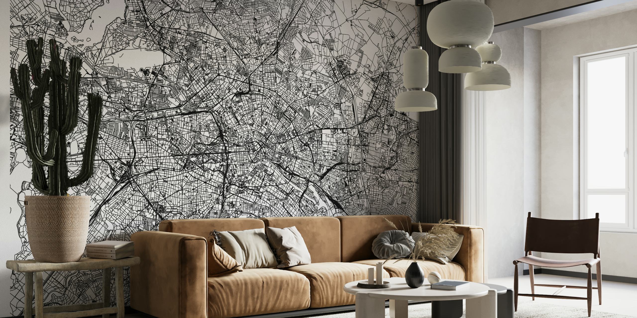 Berlin Map tapet i ett stiligt rum