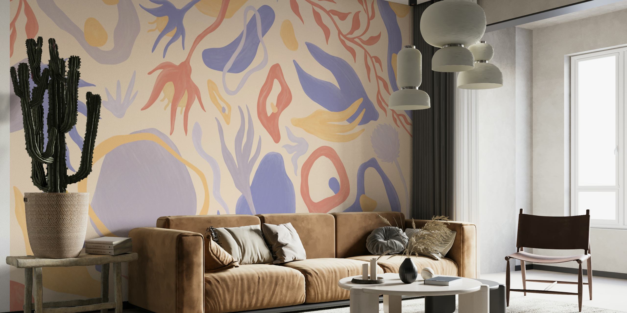 Lila Botanical Flow wallpaper in a room setting