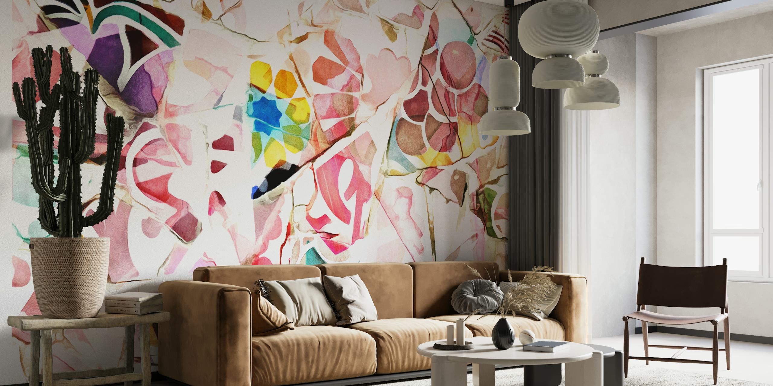 Mosaic of Barcelona 05 wallpaper in a room