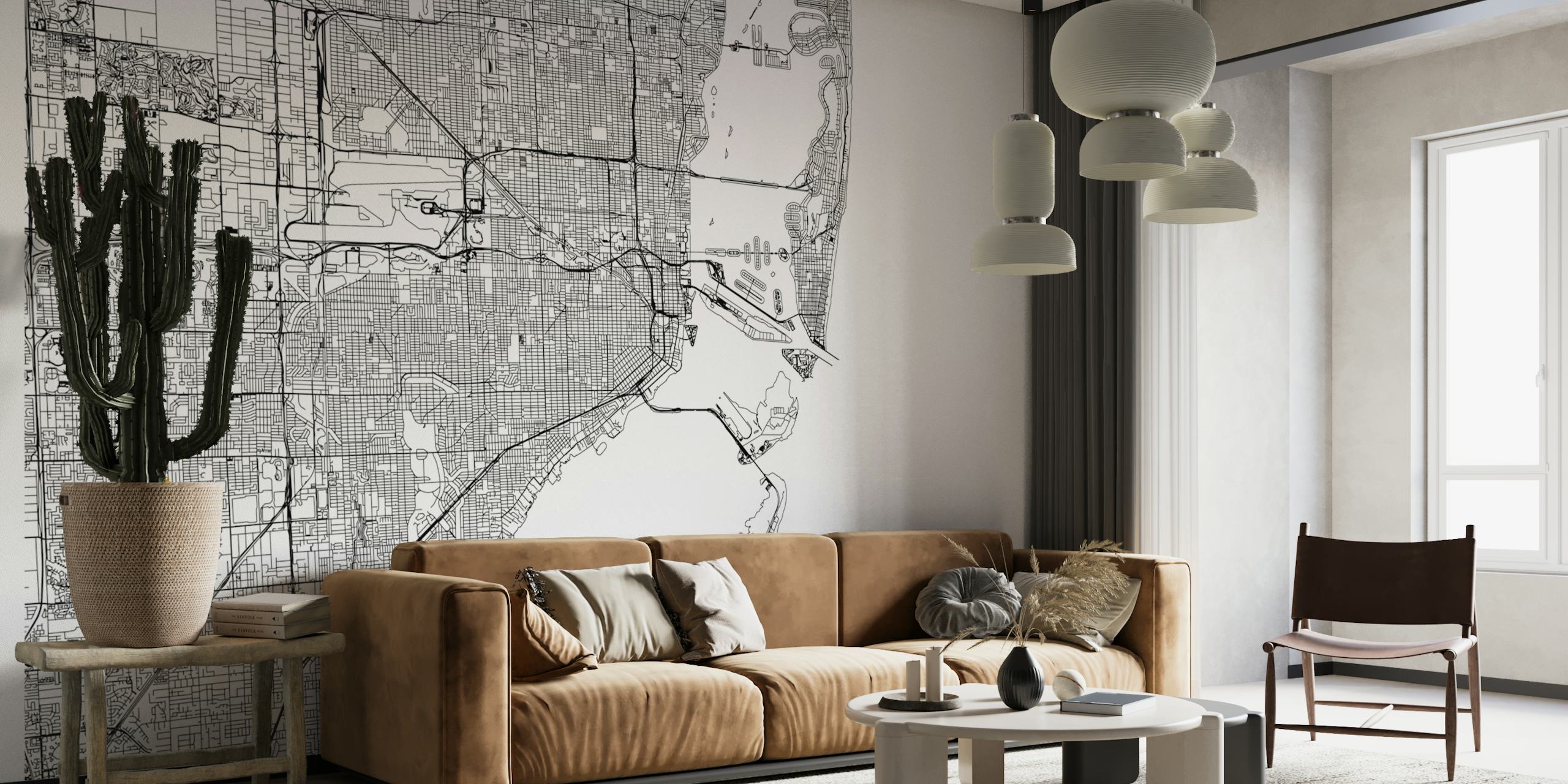 Detaljerad mural tapet av Miami Map