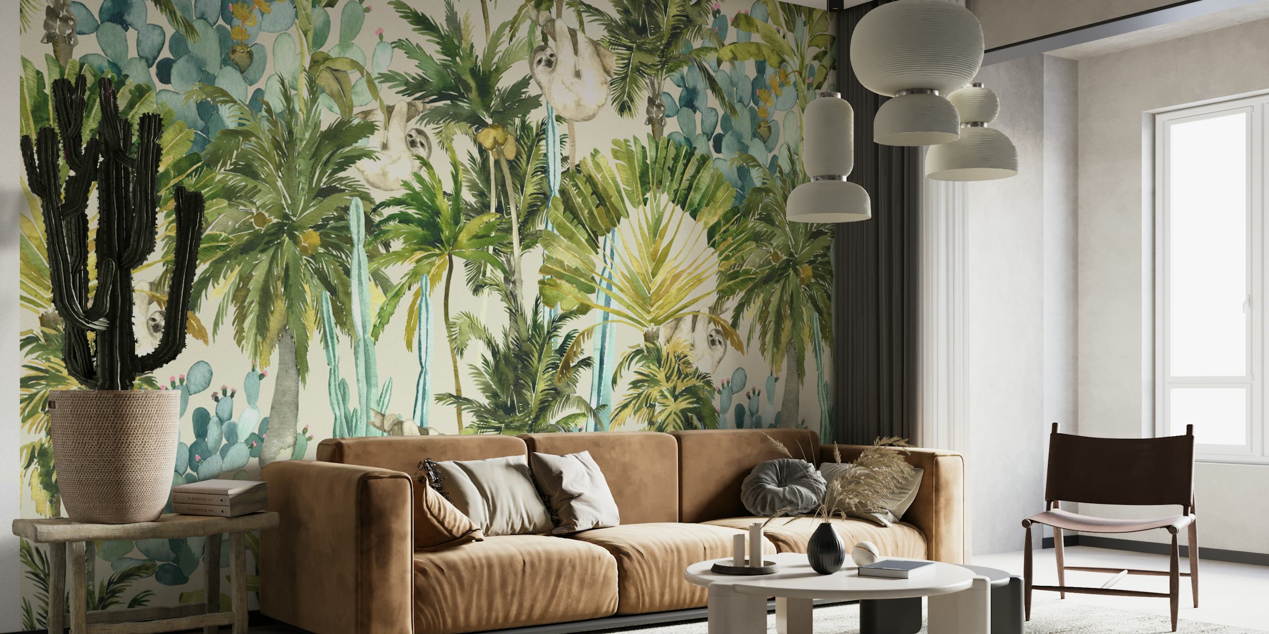 Sloths in a Tropical Jungle wallpaper