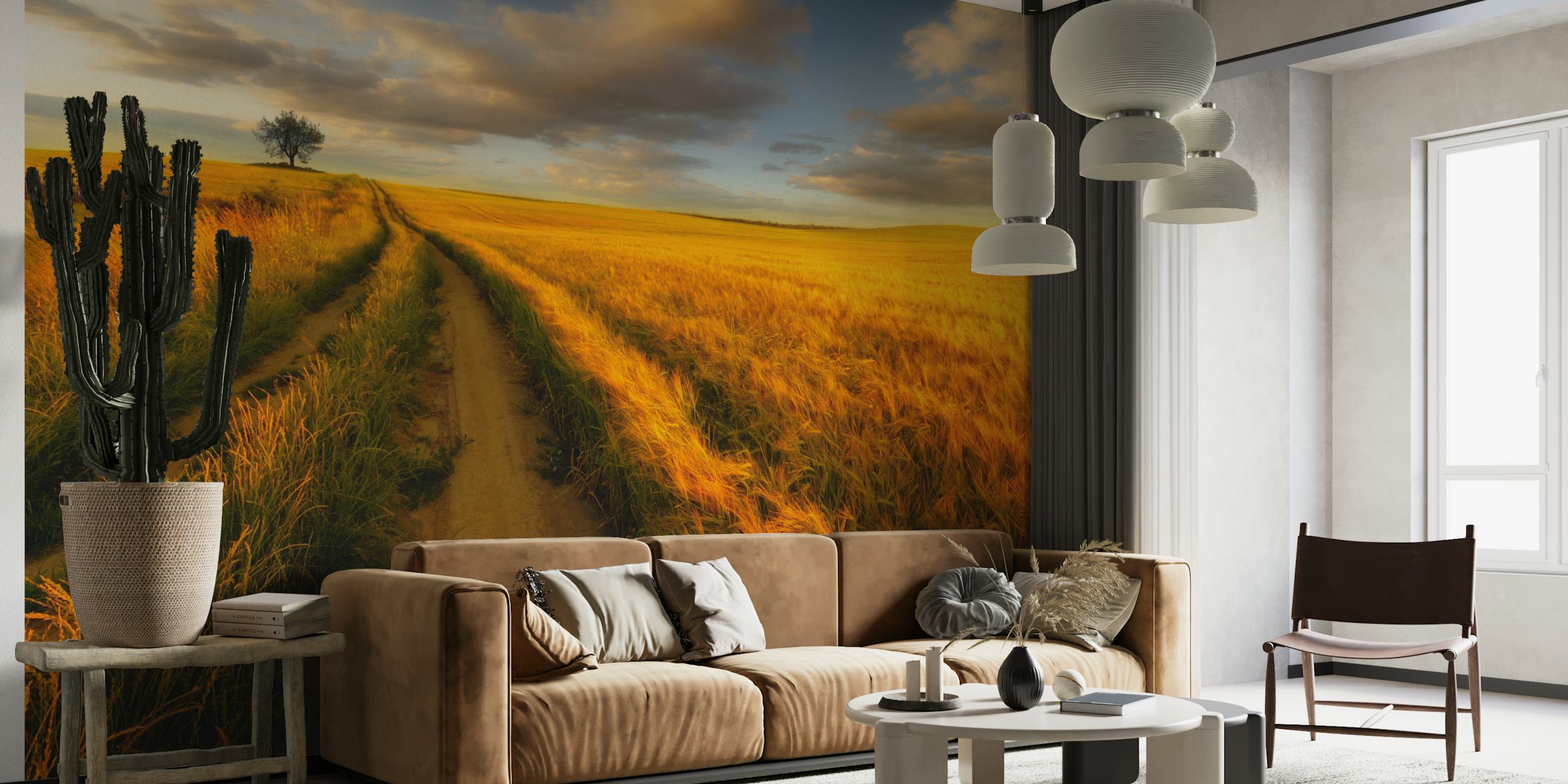 Yellow wallpaper design in an elegant room