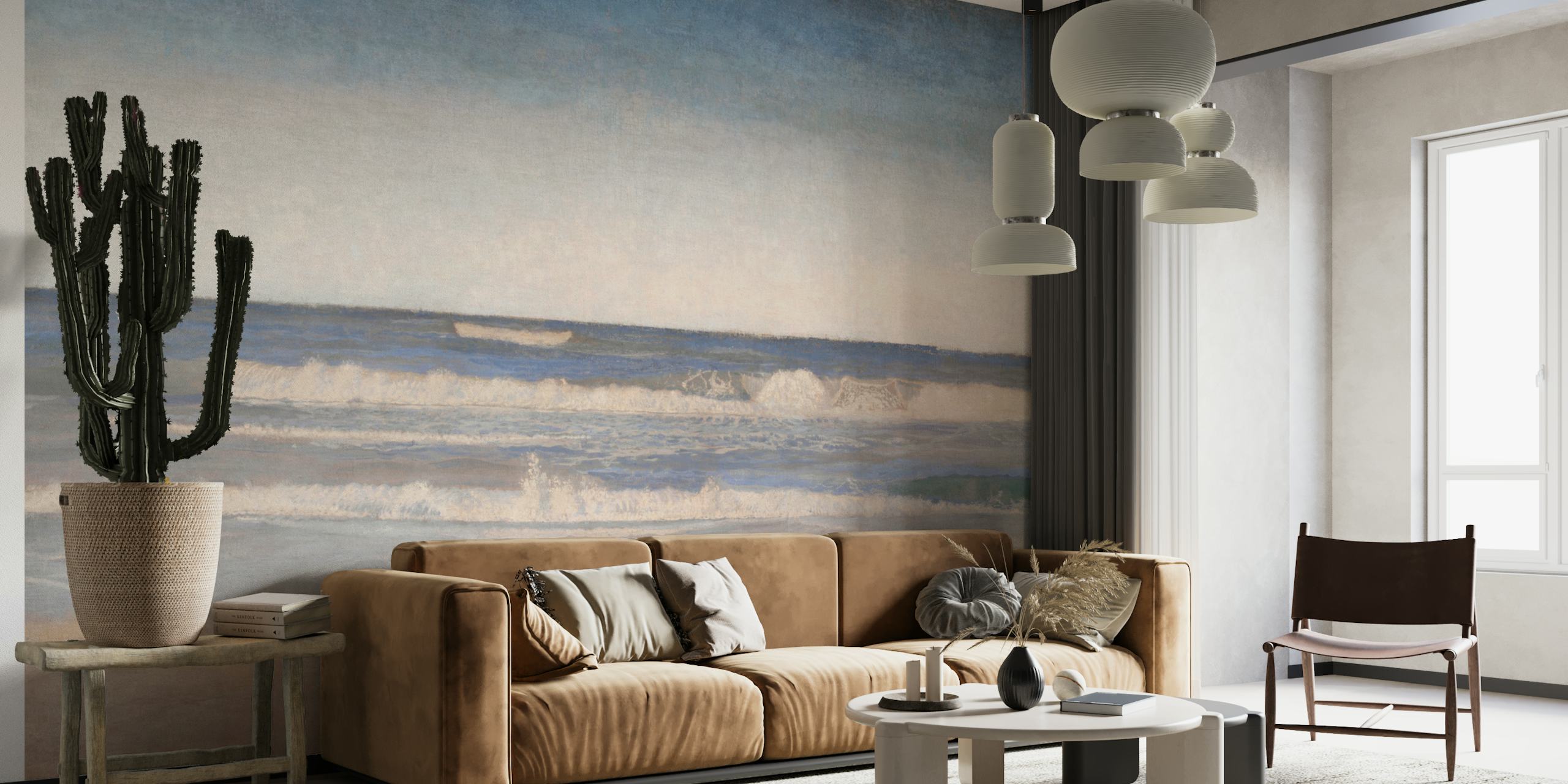 Ocean waves wallpaper in a room