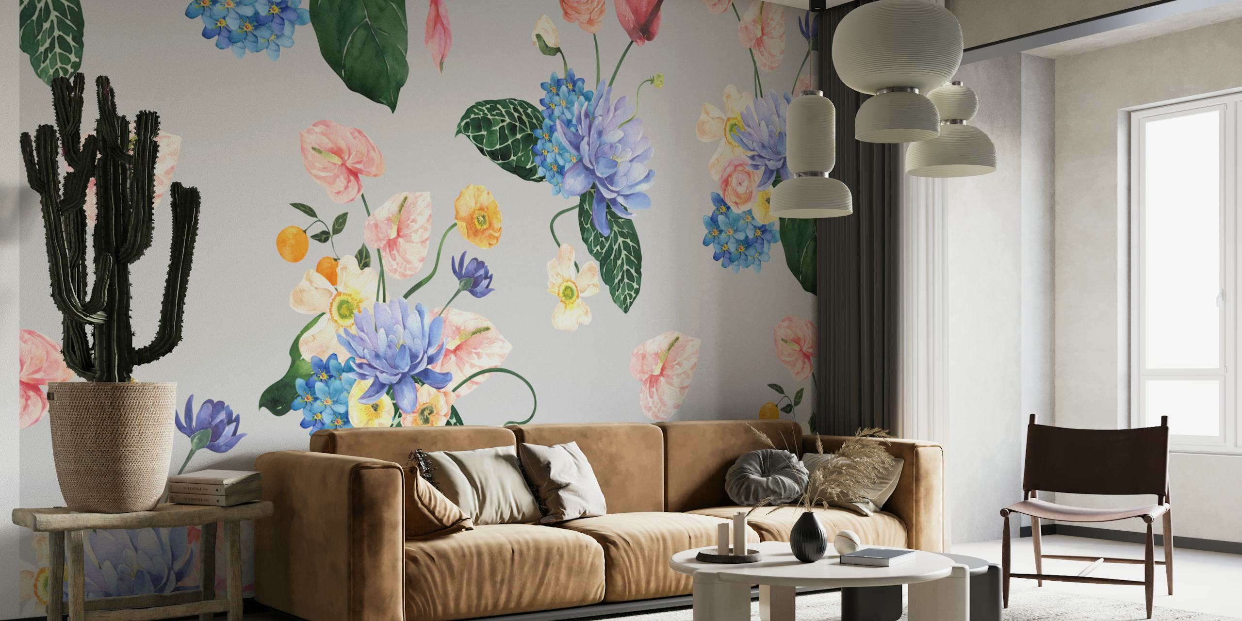 Watercolor Floral Elegance Bloom w pokoju