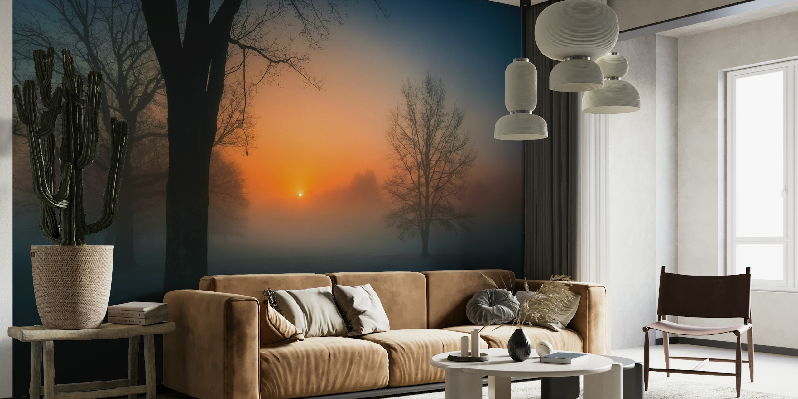 Foggy sunrise wallpaper