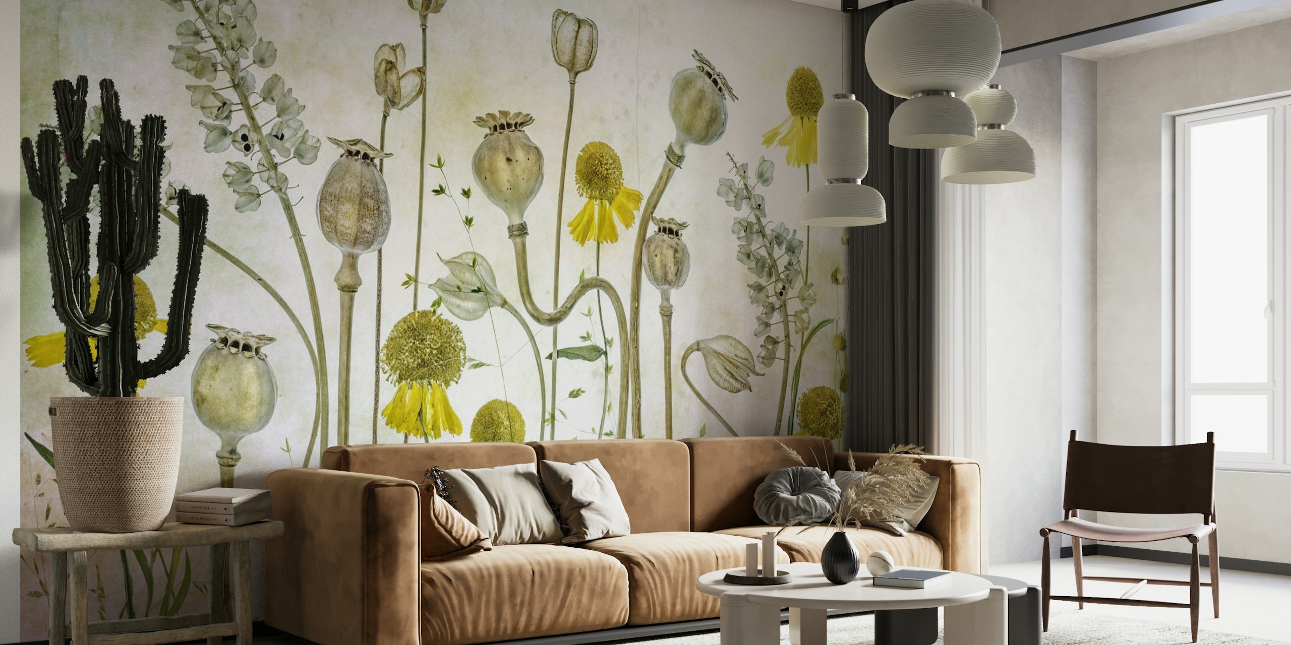 Poppies and Helenium wallpaper