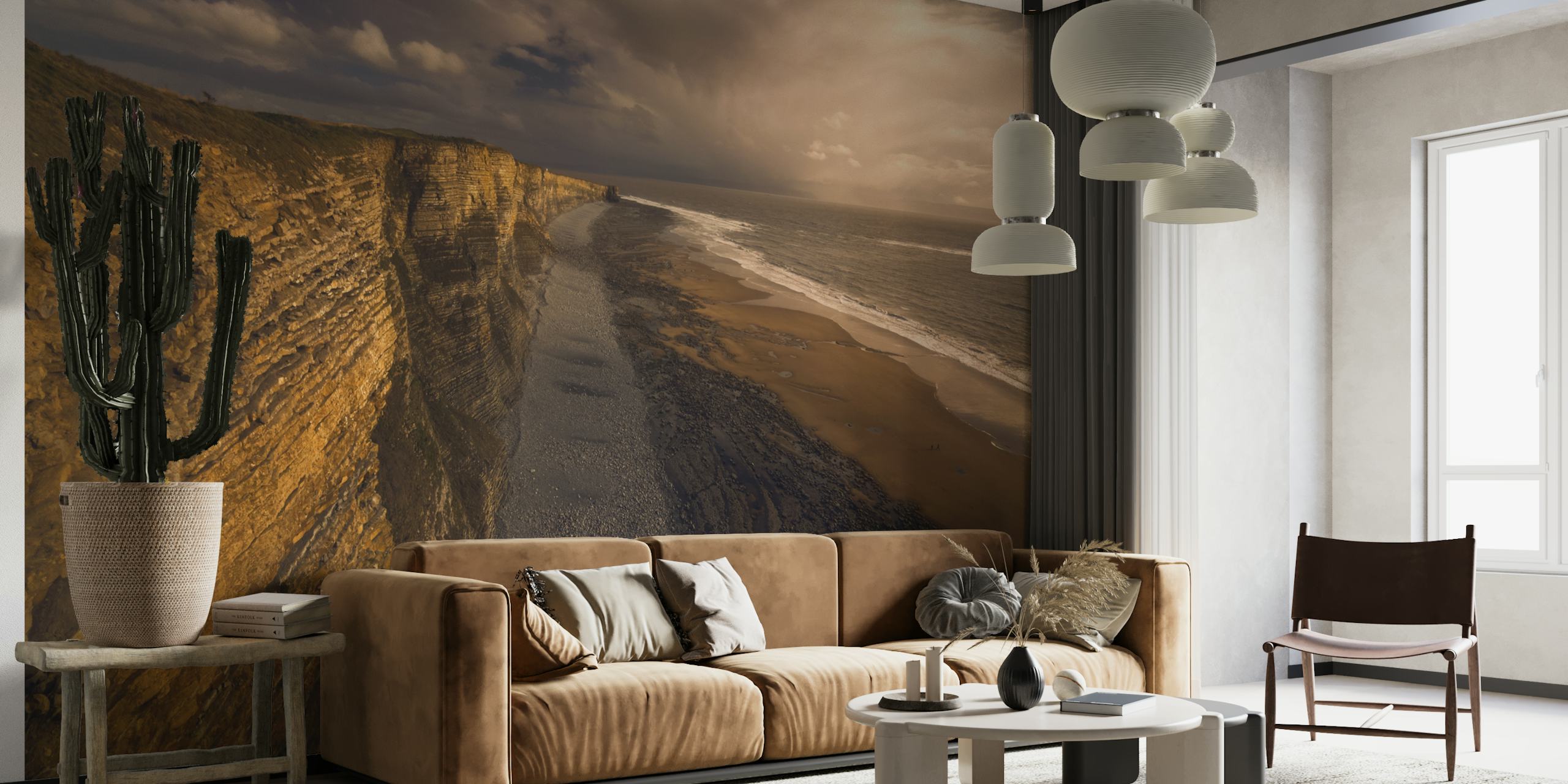 Nature-inspired wallpaper featuring a coastal scene