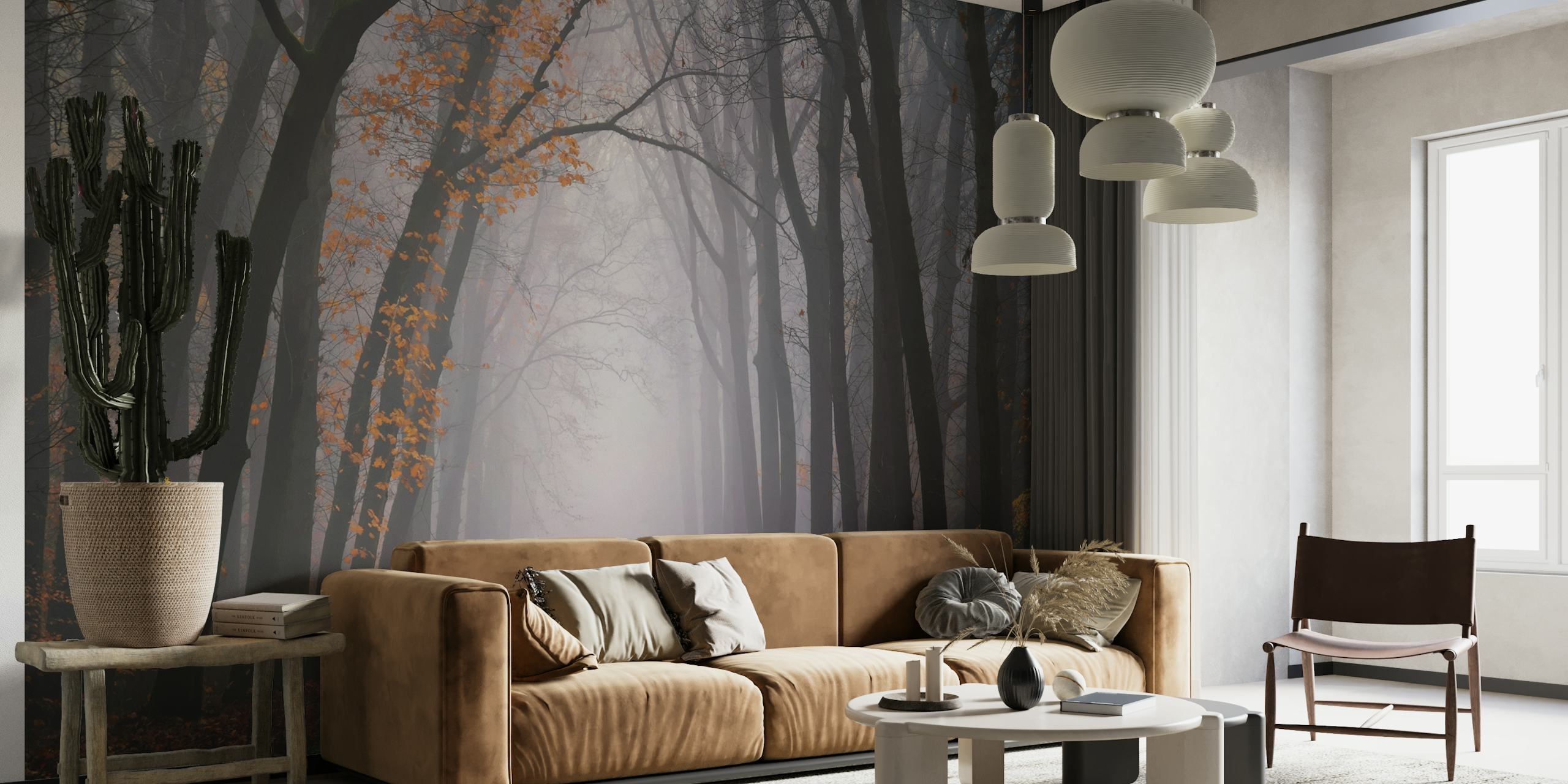 Woodland walk wallpaper in a room