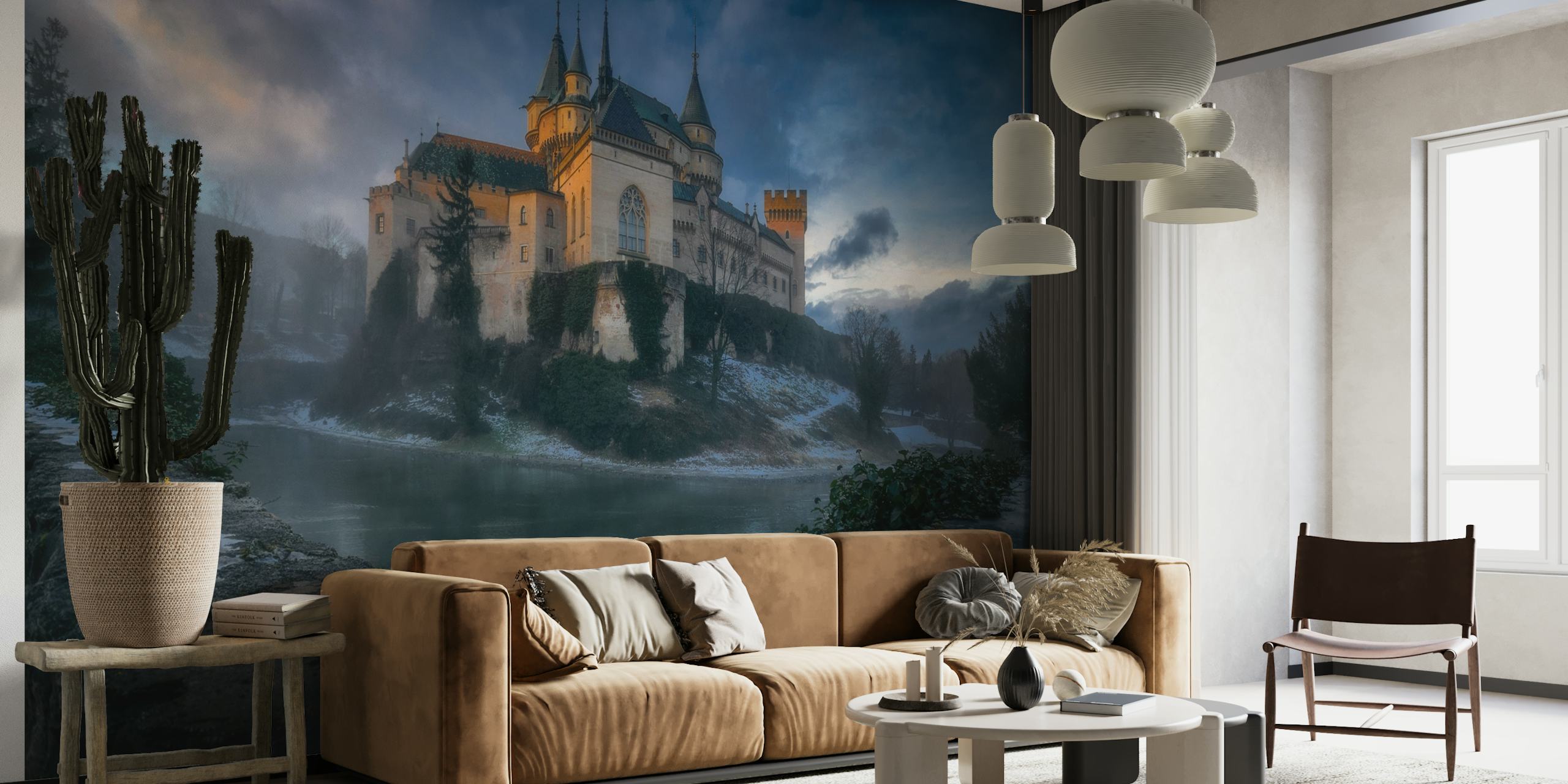 Bojnice Castle wall mural featuring the historic Slovakian fortress at twilight