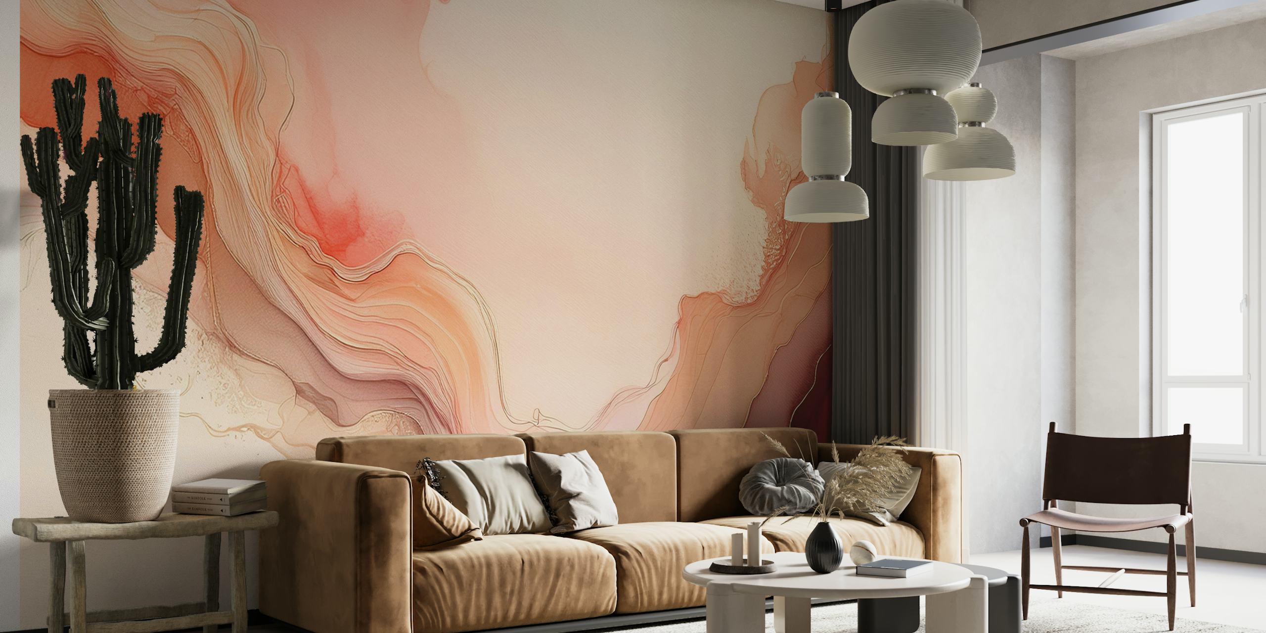 Ταπετσαρία Flowing Coral Dreams σε ένα δωμάτιο