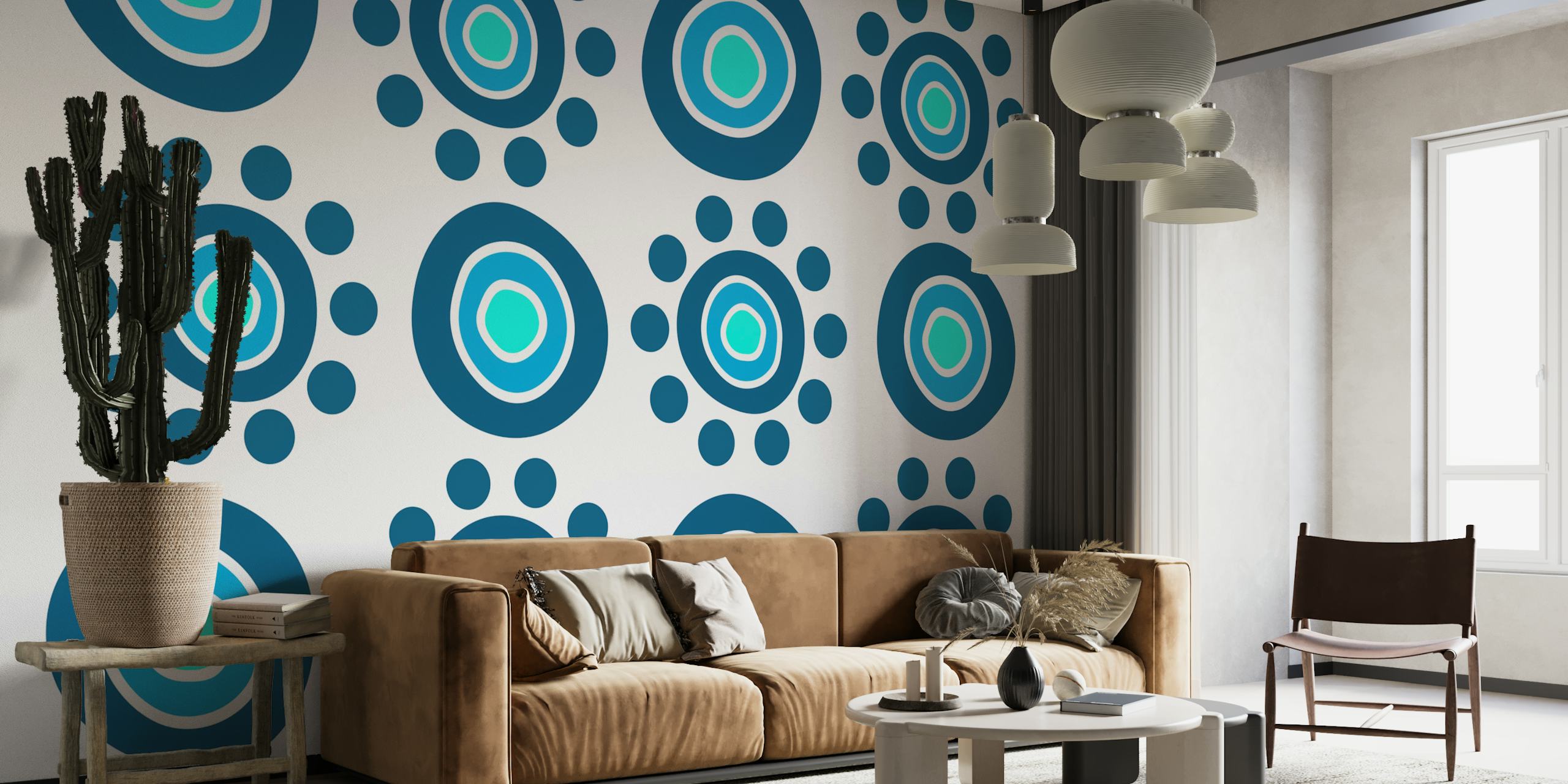 Abstract Blue Rounds Wallpaper | happywall.com