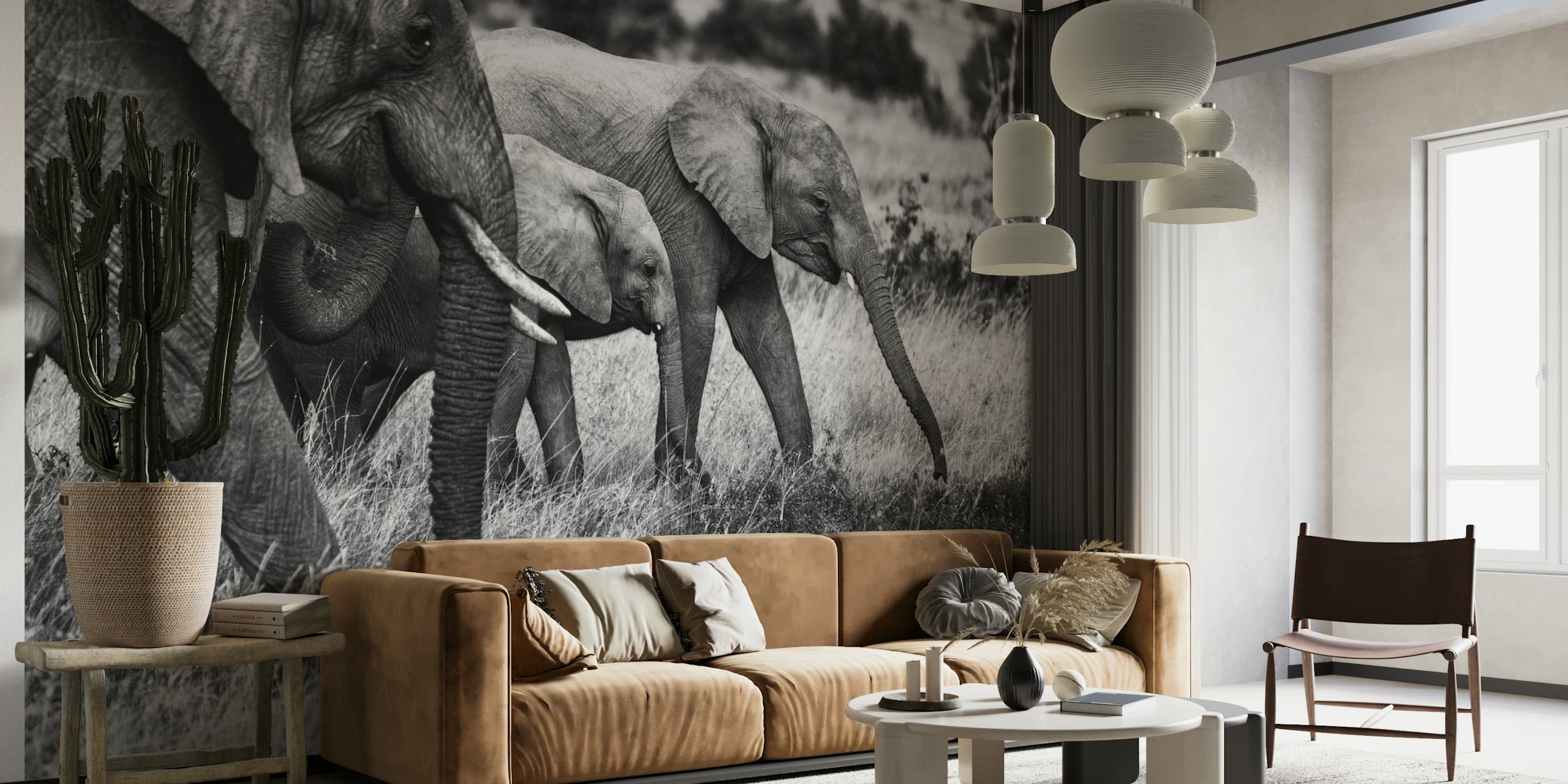 Elephant family wallpaper
