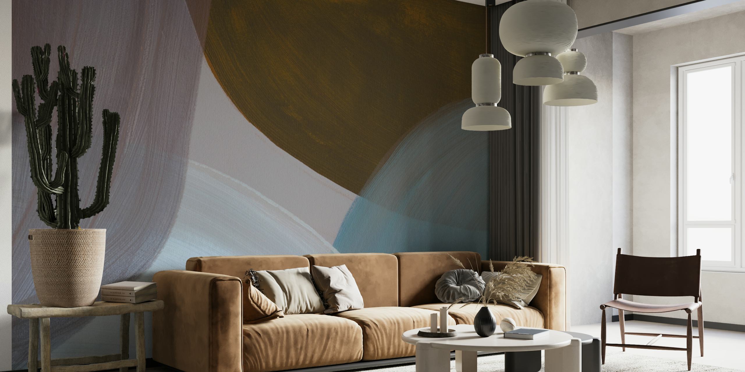 Tapeta Muted Tones Shapes 3 w pokoju