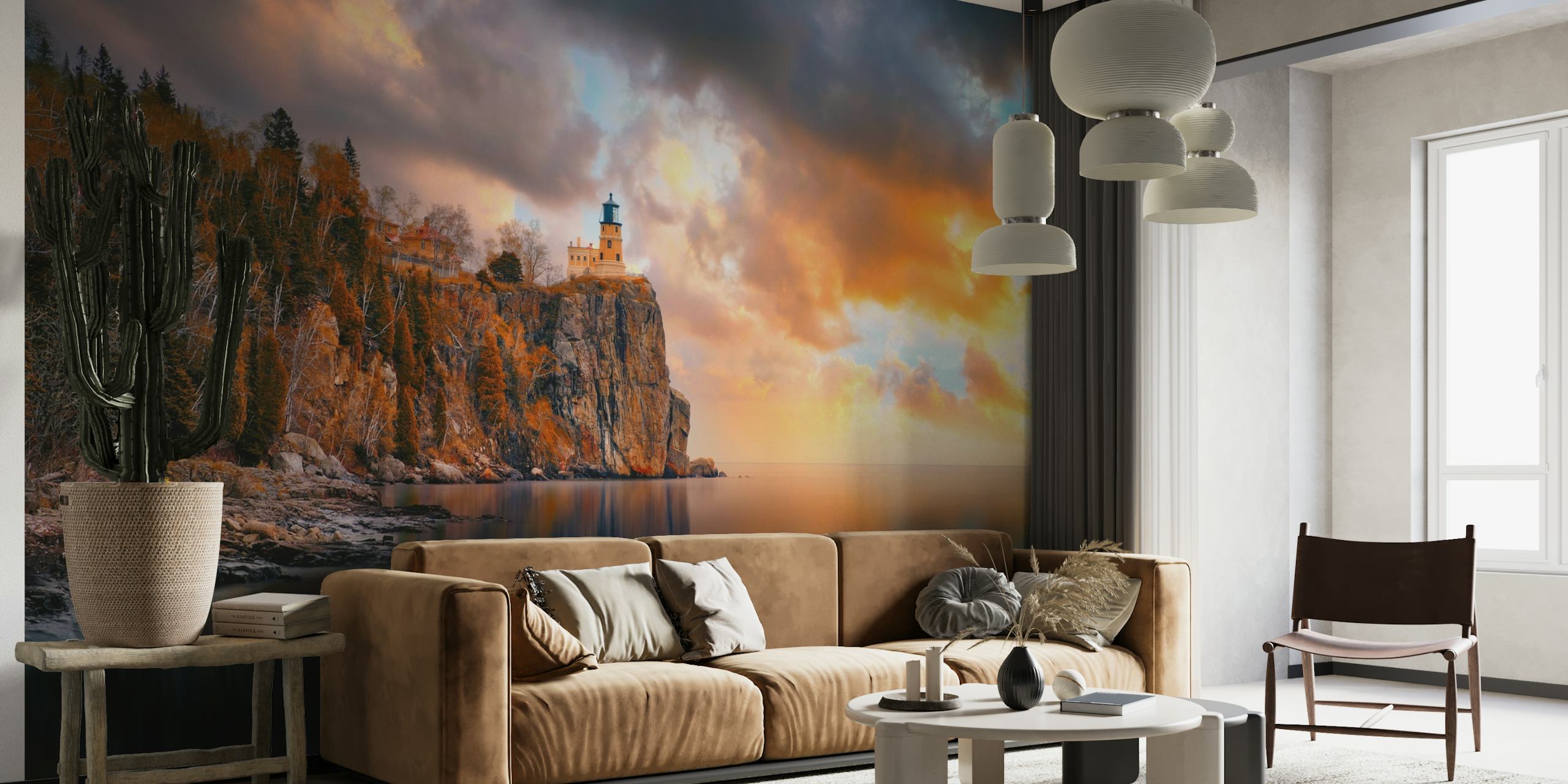 Split Rock Lighthouse Wall Mural showcasing the picturesque coastal scene