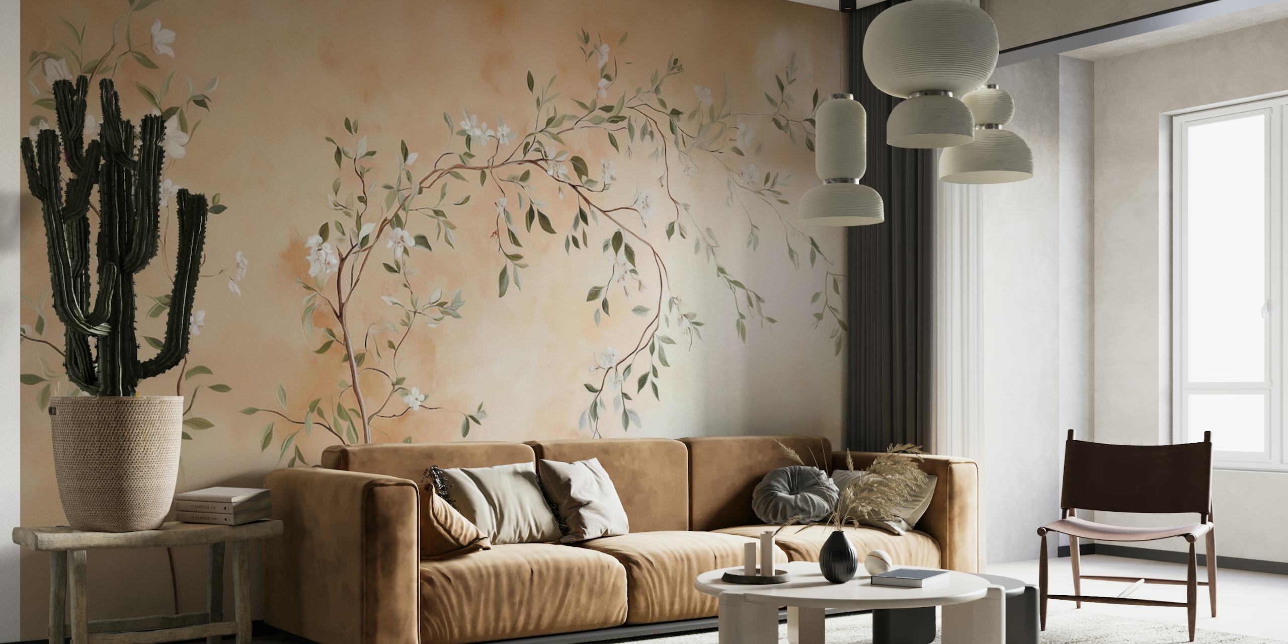 Elegant Floral Branches wallpaper in a room