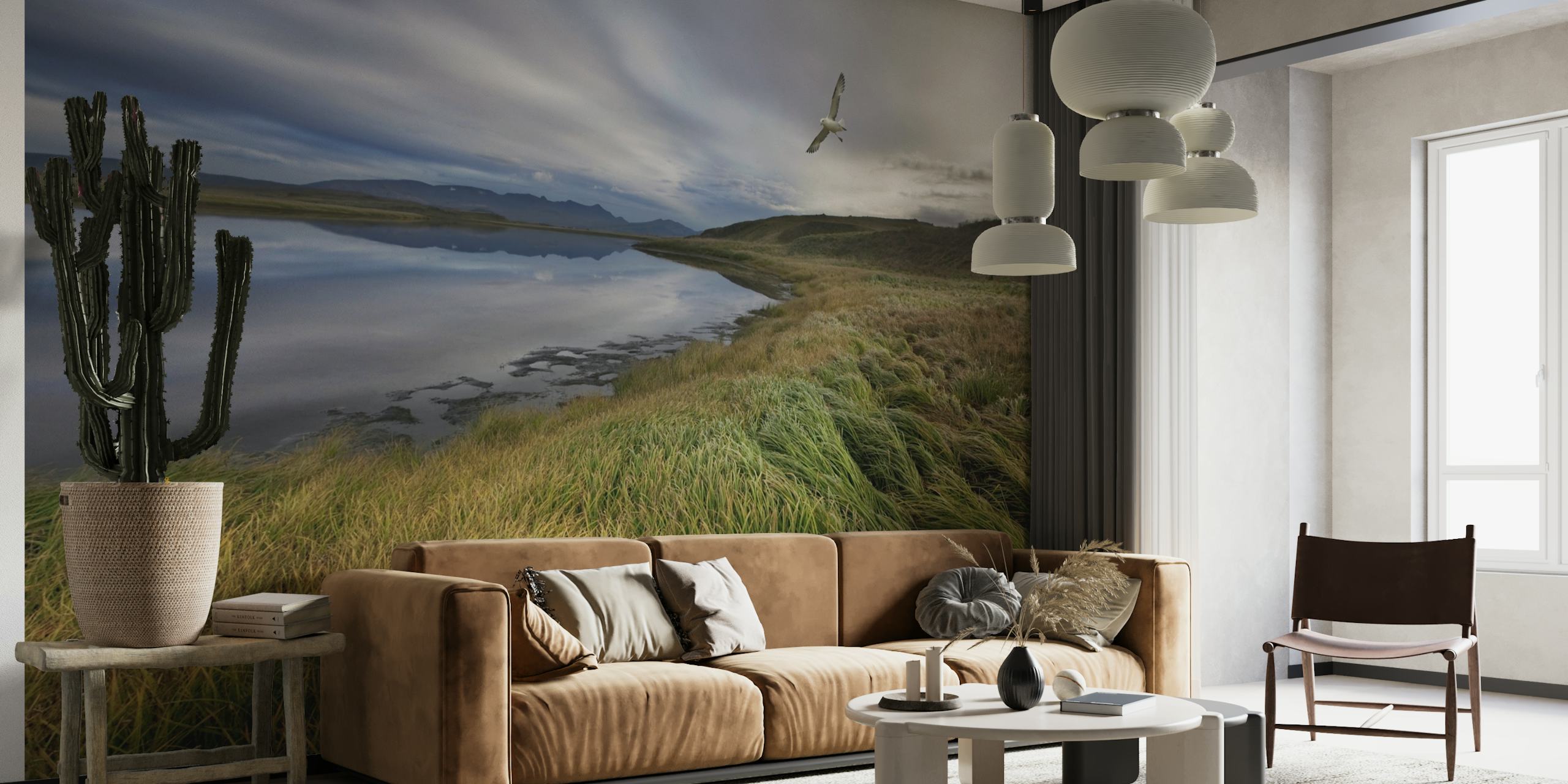 Stillness behang met een sereen landschap