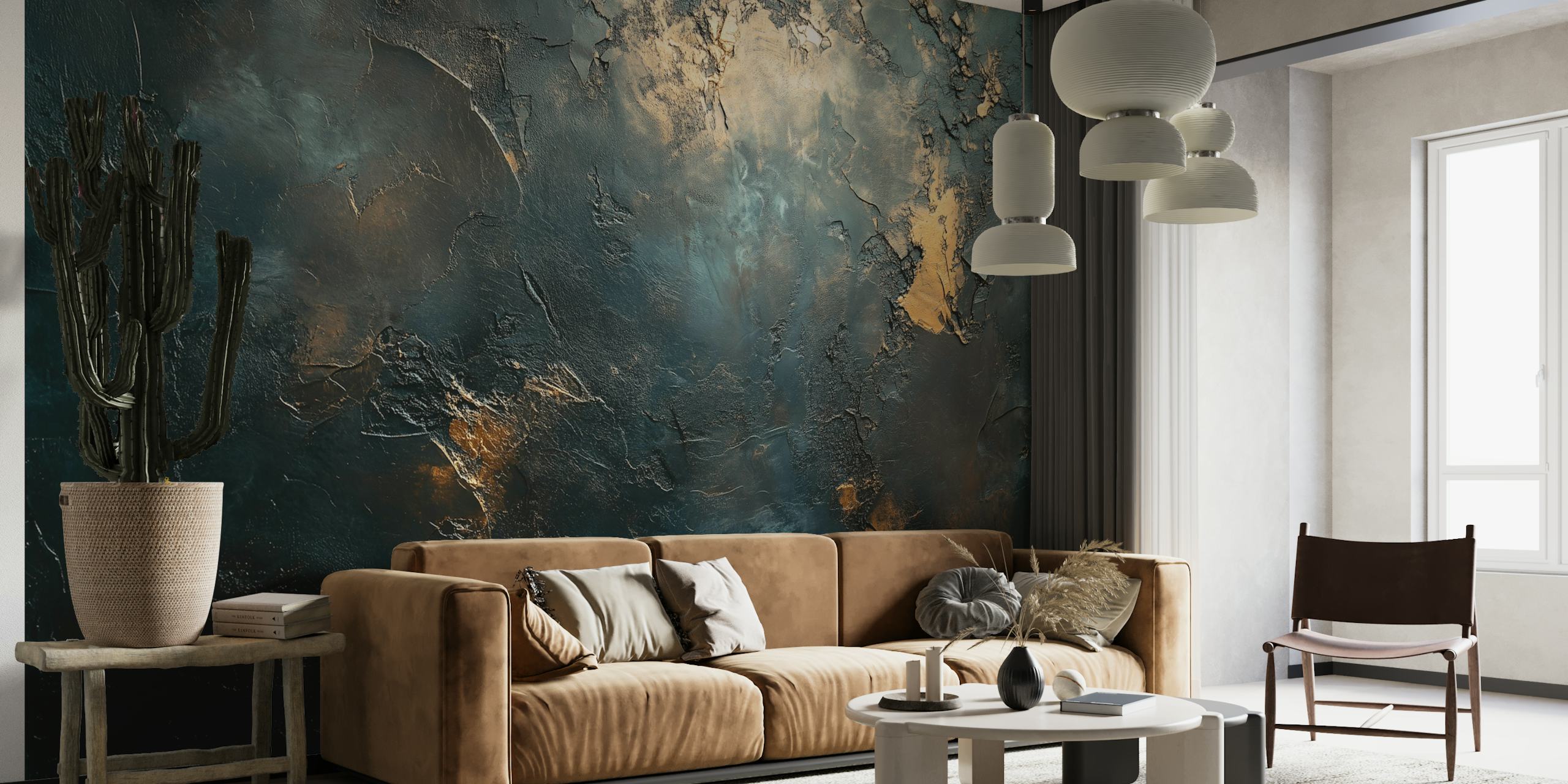 Mystical nightscape wallpaper in a room