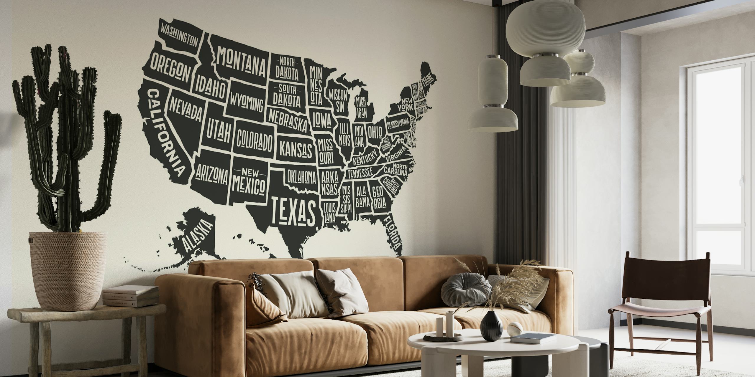 USA map 2 behang