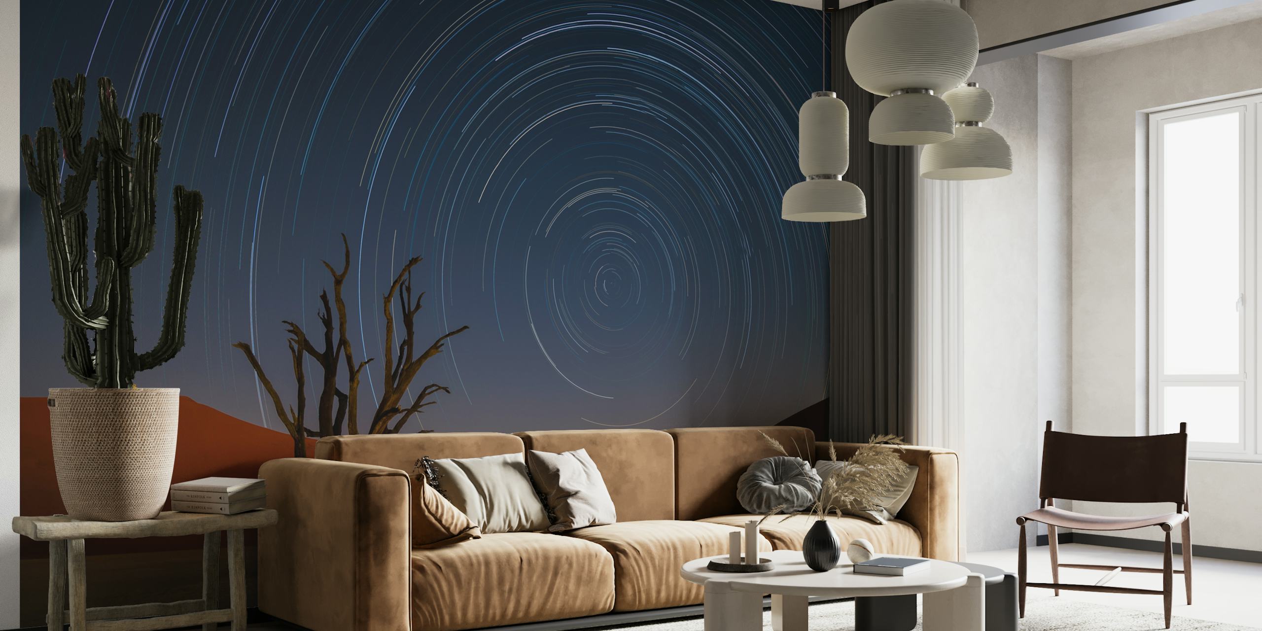 Star Trails of Namibia wallpaper in a room