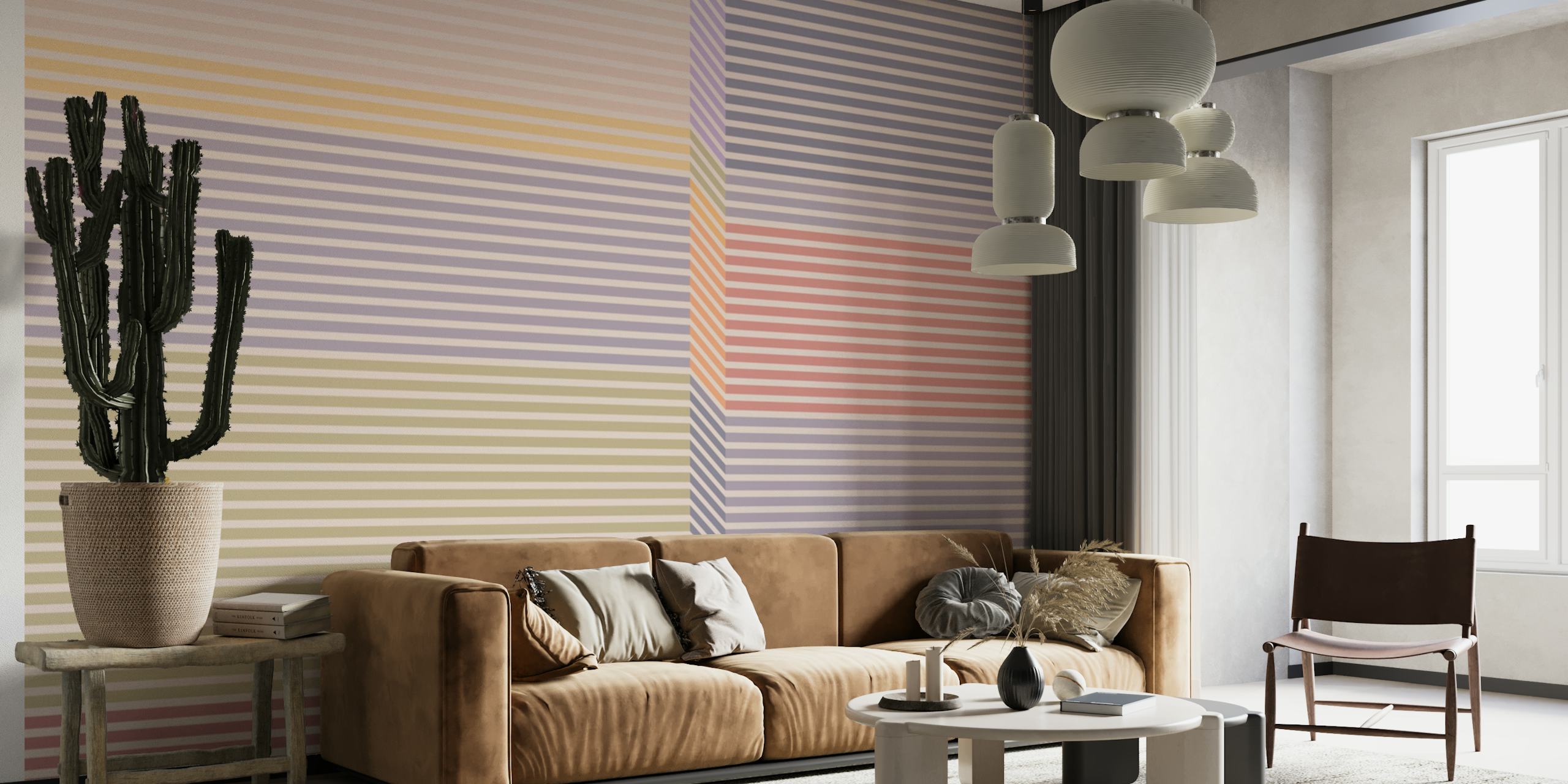 Bauhaus pastel stripes ταπετσαρία στο δωμάτιο
