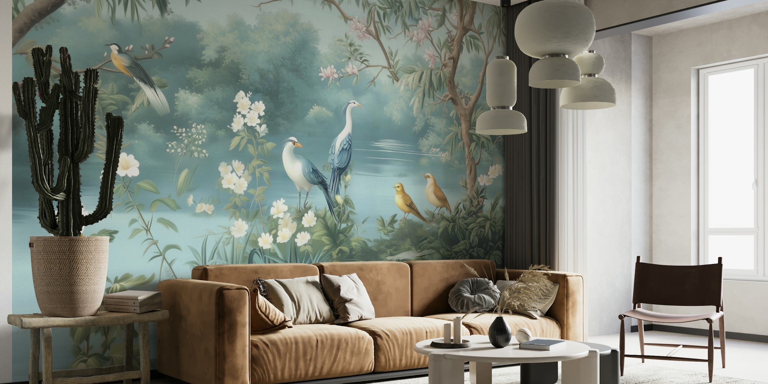 Dizajn tapete Serene Bird Paradise u sobi