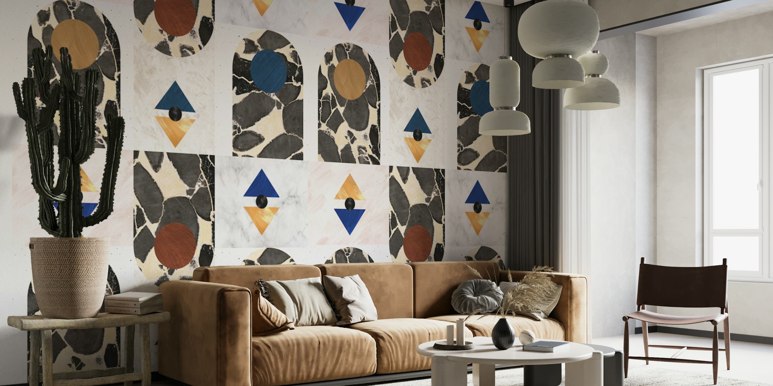 Geometric Mid Century wallpaper with earthy colors and patterns