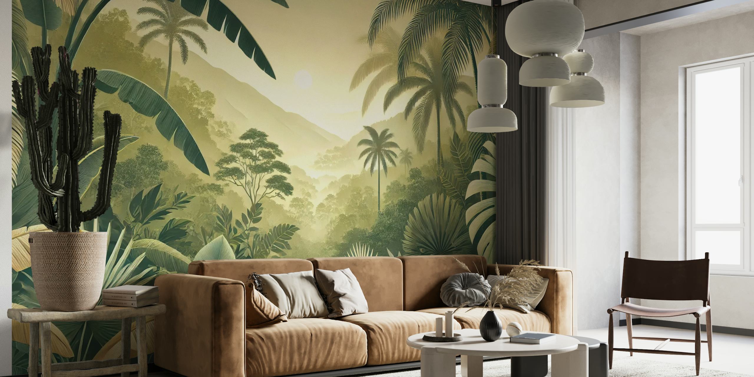 Serene palm paradise wallpaper in a room