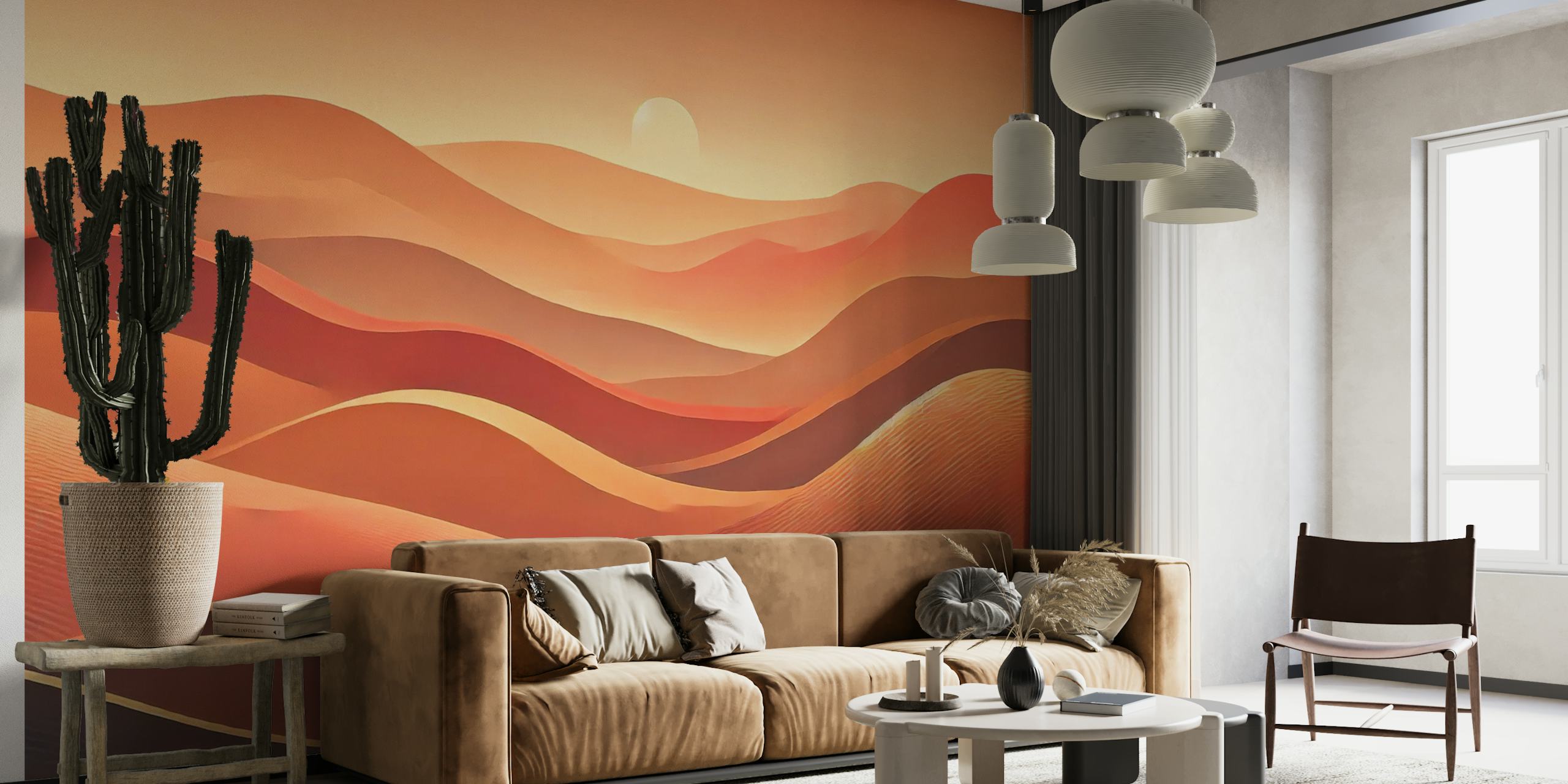 Sunlit Sand Dunes wallpaper in a room