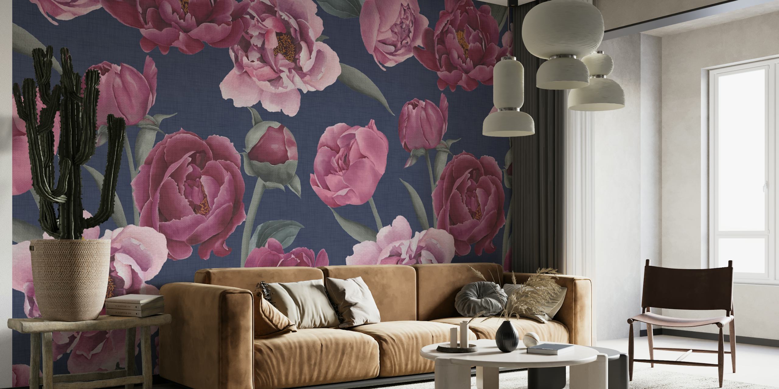 Tapeta Elegant Peony Blooms u sobi