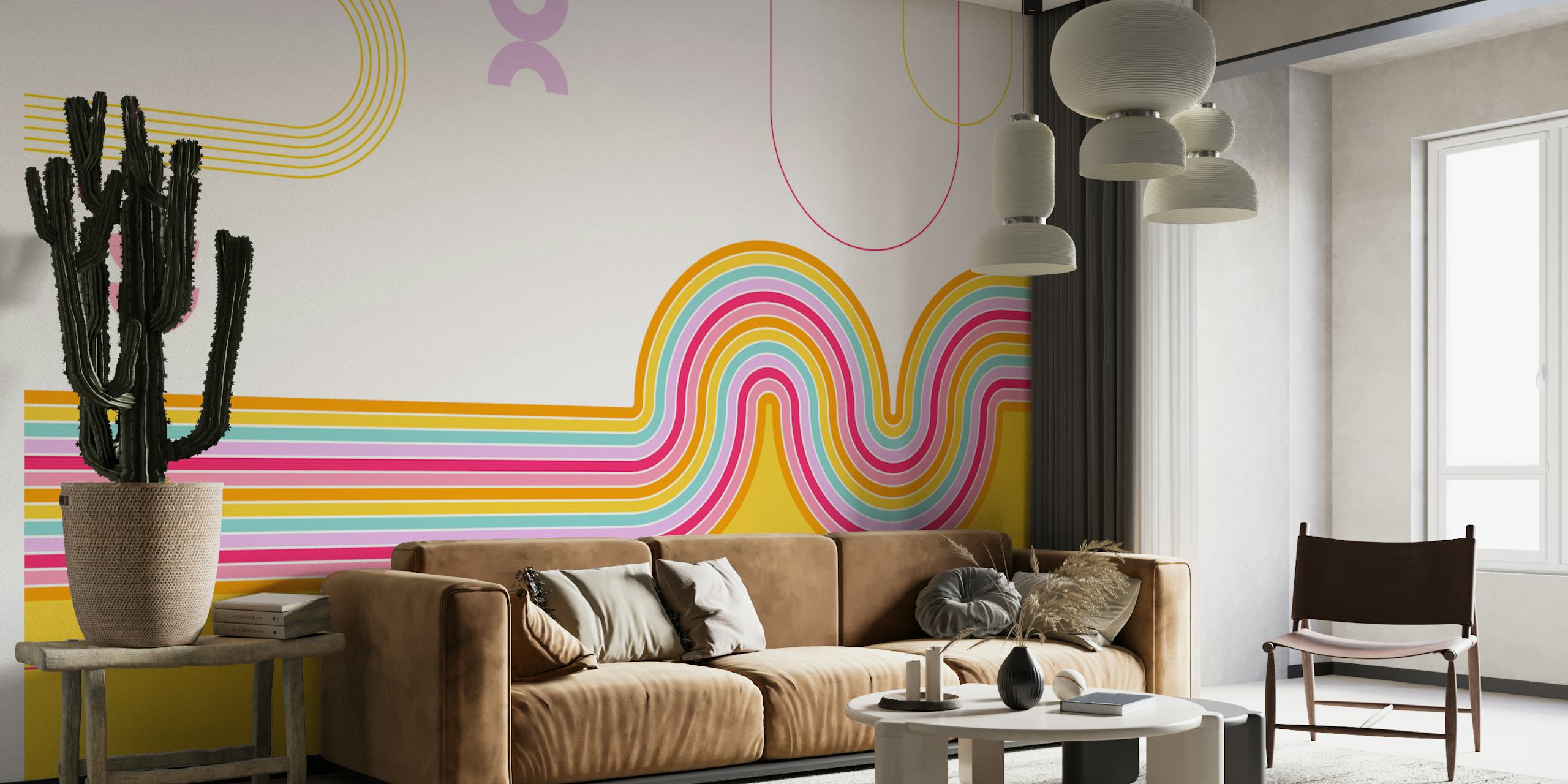 Colorful Groovy Lines pozadina u sobi