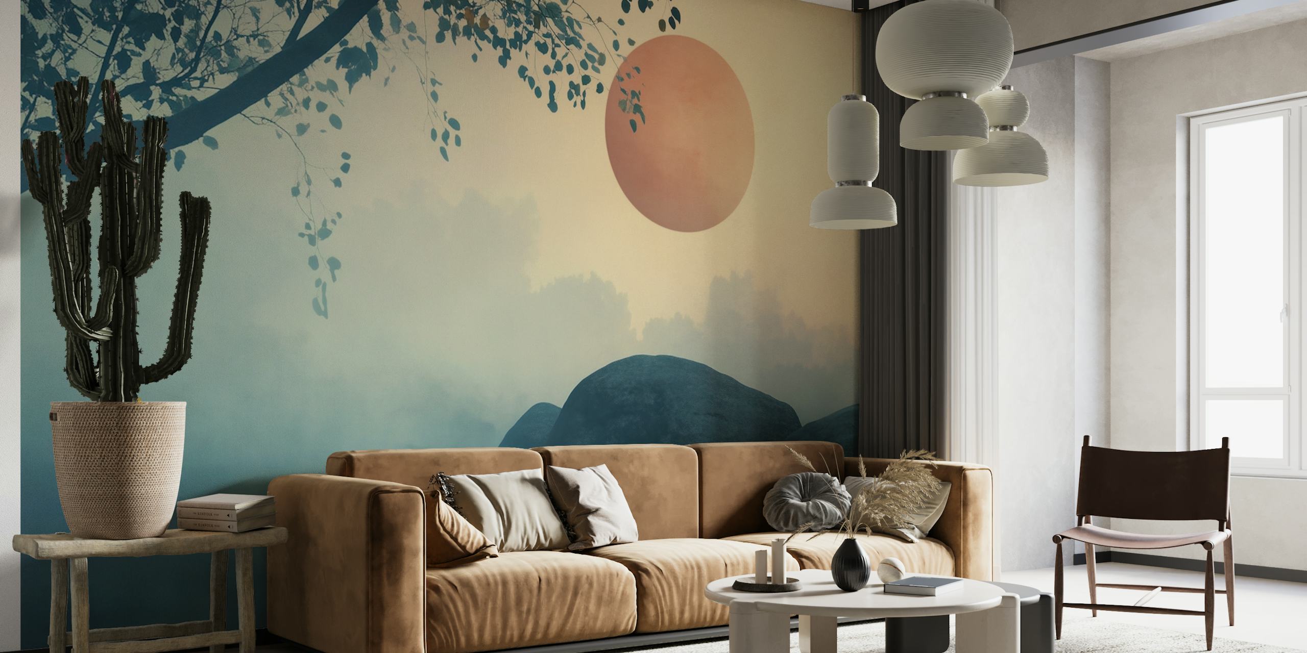 Serene Dawn Reflection wallpaper in a room