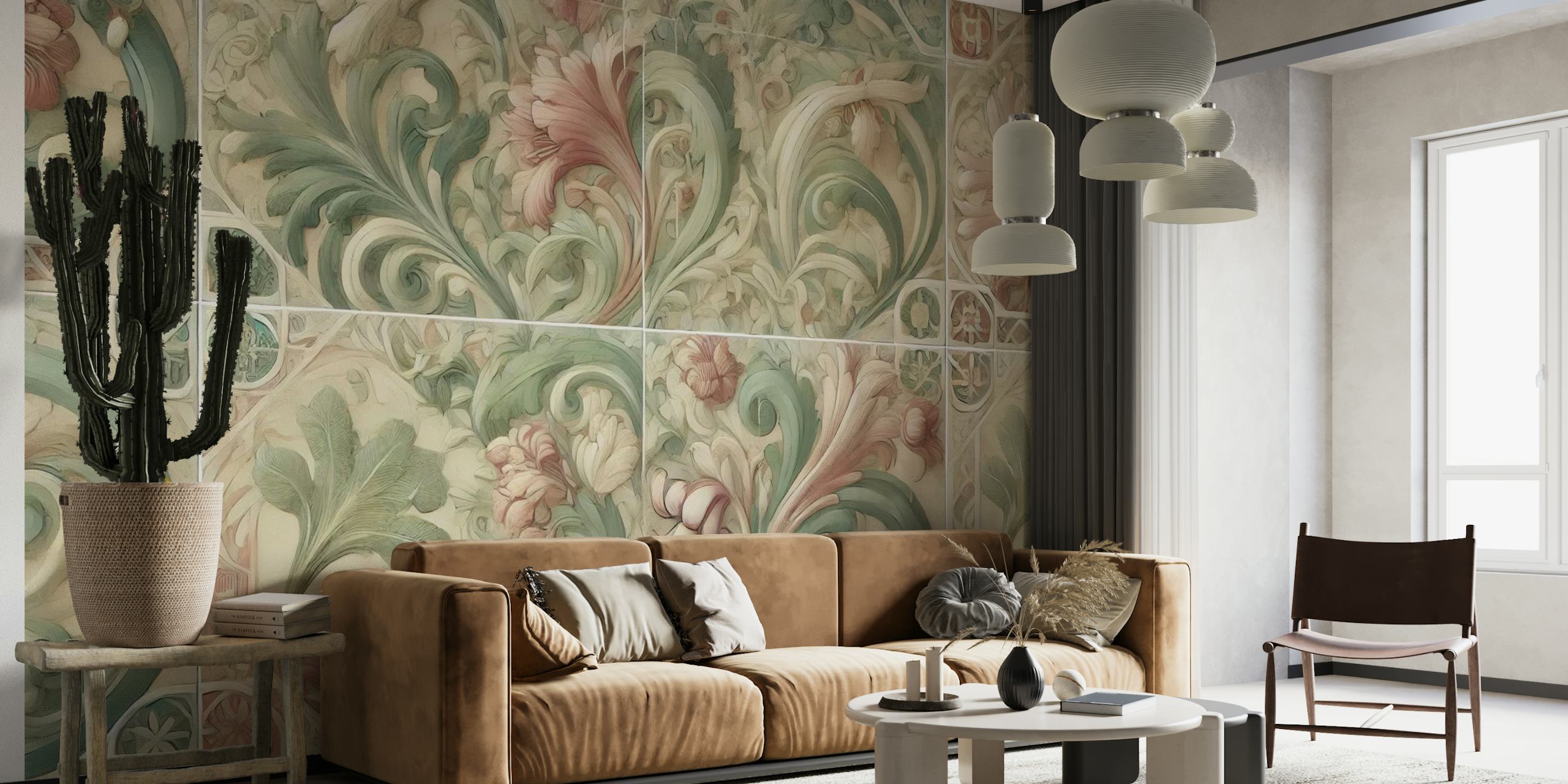 Botanic Nouveau Tile wallpaper in a room