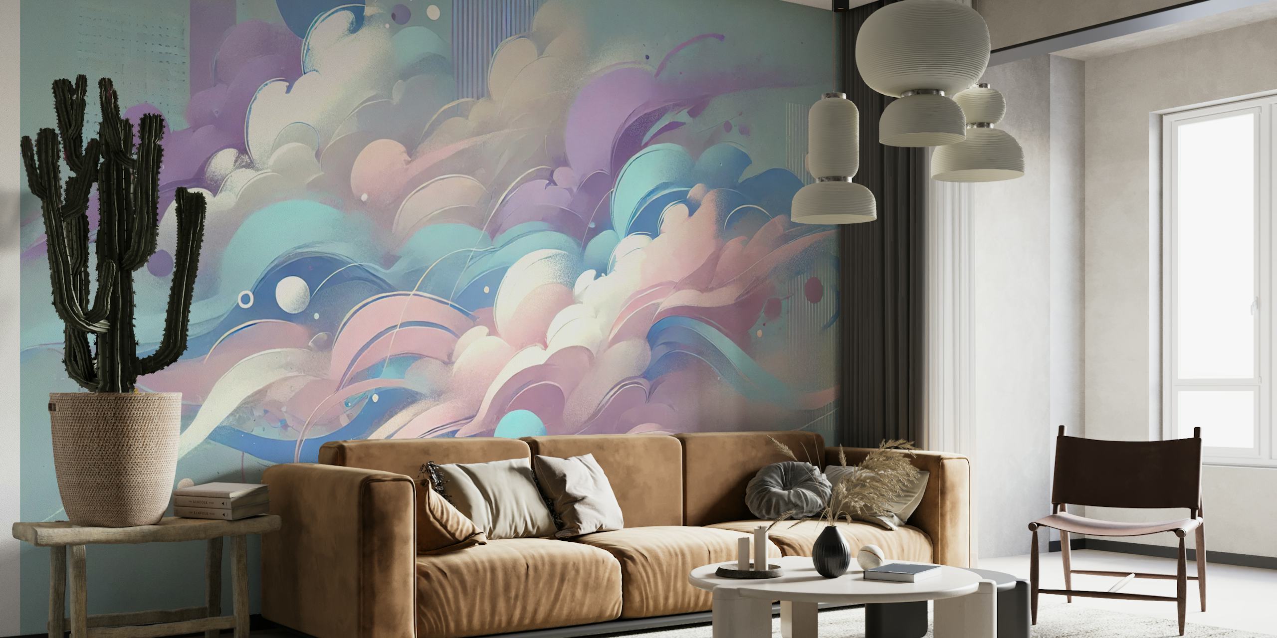 Graffiti: Pastel Drift papel de parede em um quarto