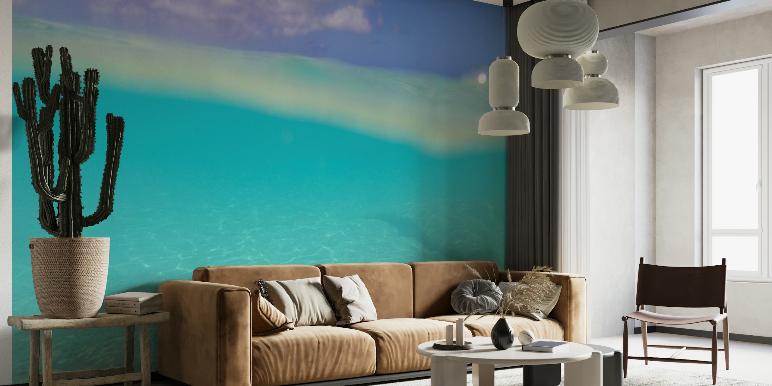 Underwater Caribbean Sea wallpaper en la habitación