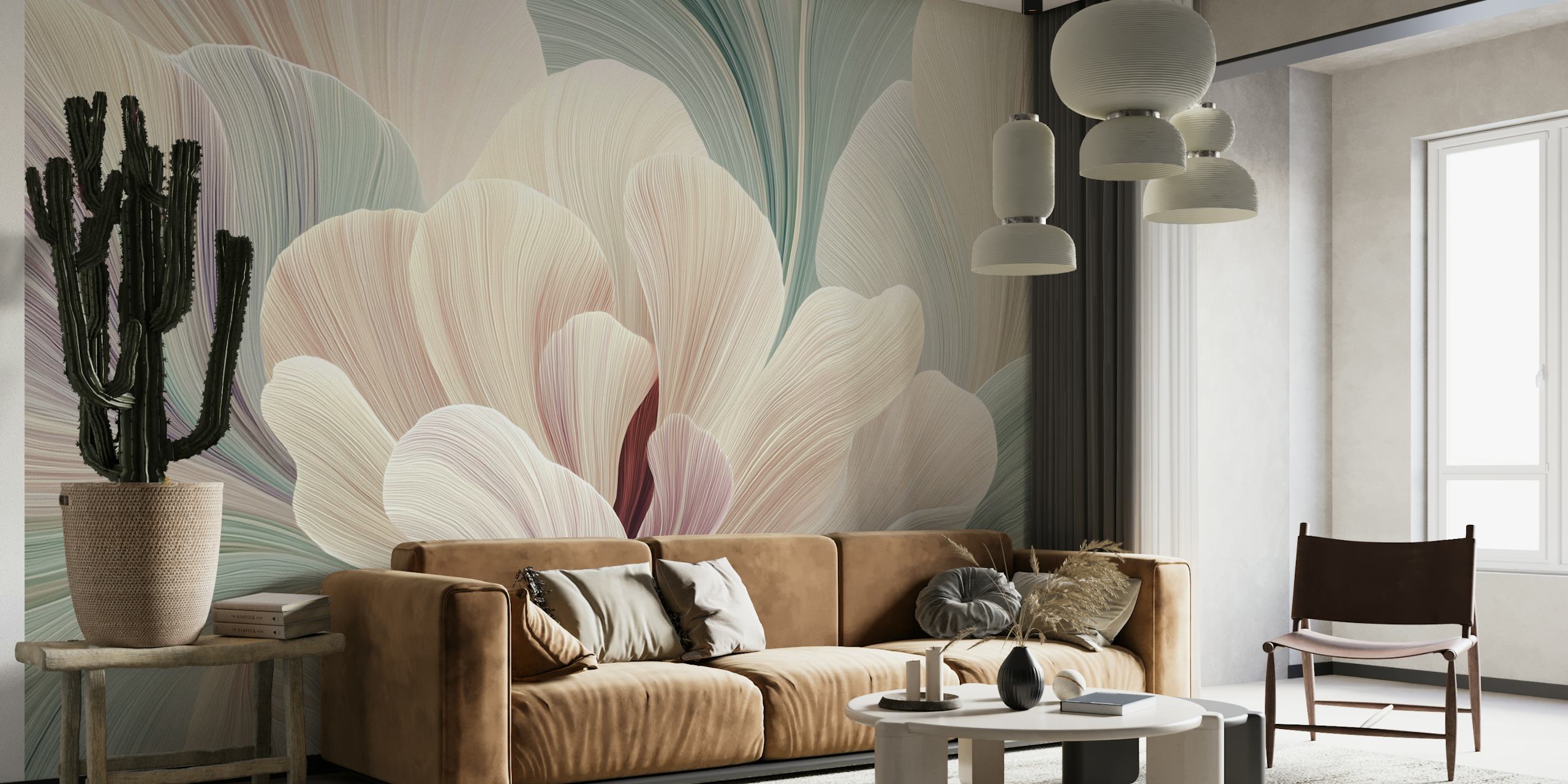 Flora Waves - Vintage wallpaper in een kamer