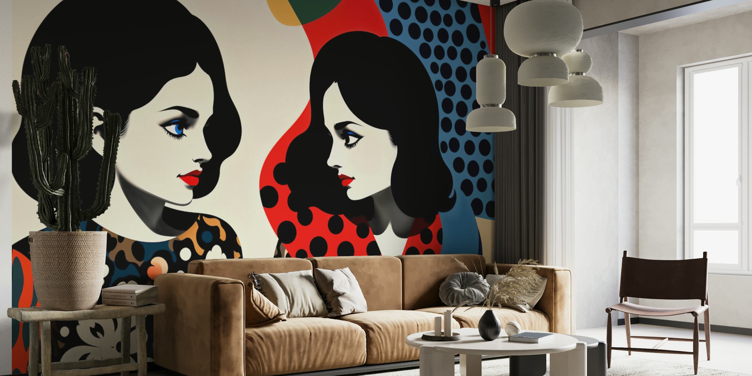 Pop Art Sisters wallpaper in a modern room