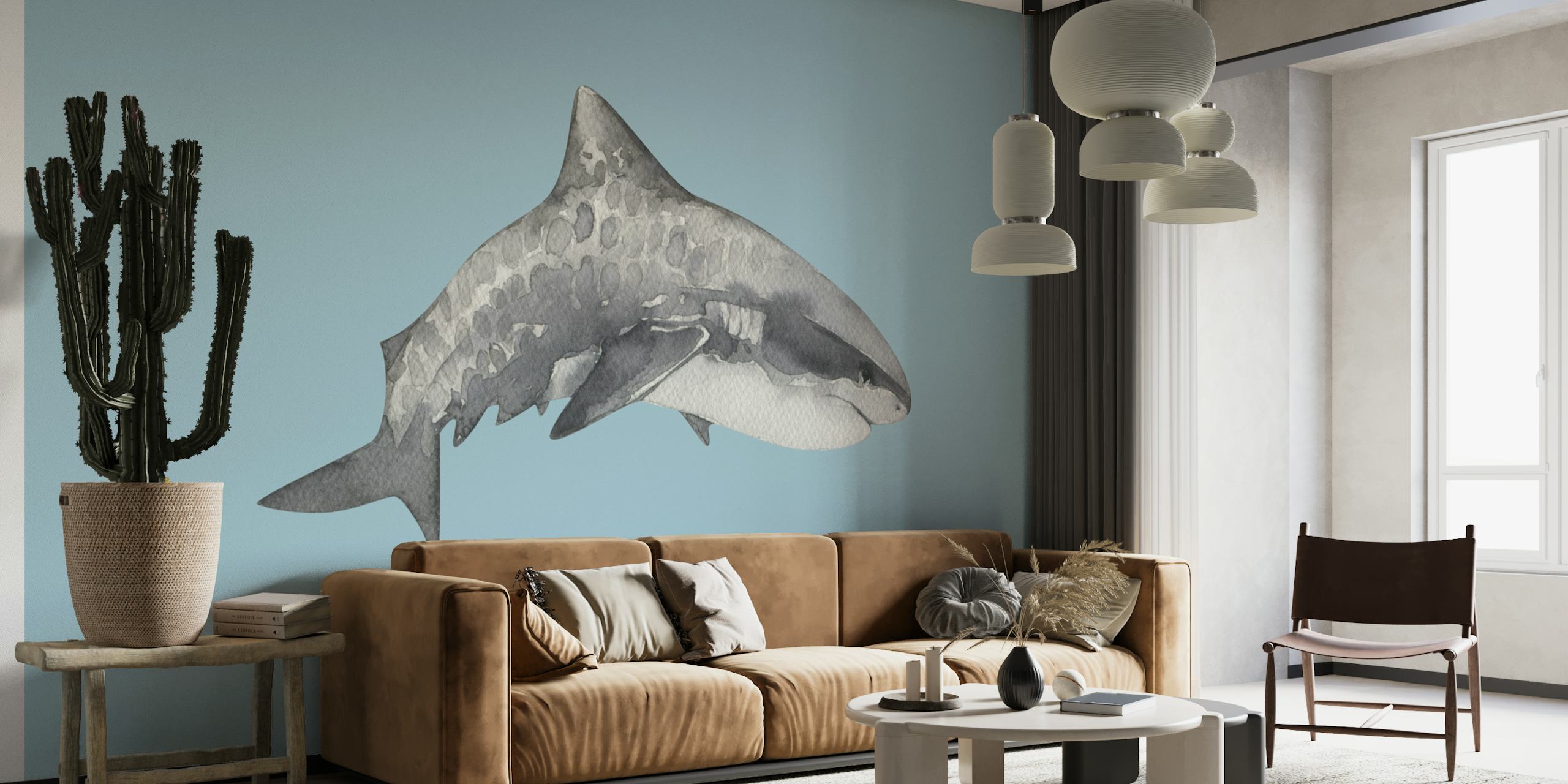 Tiger Shark wallpaper design in a room