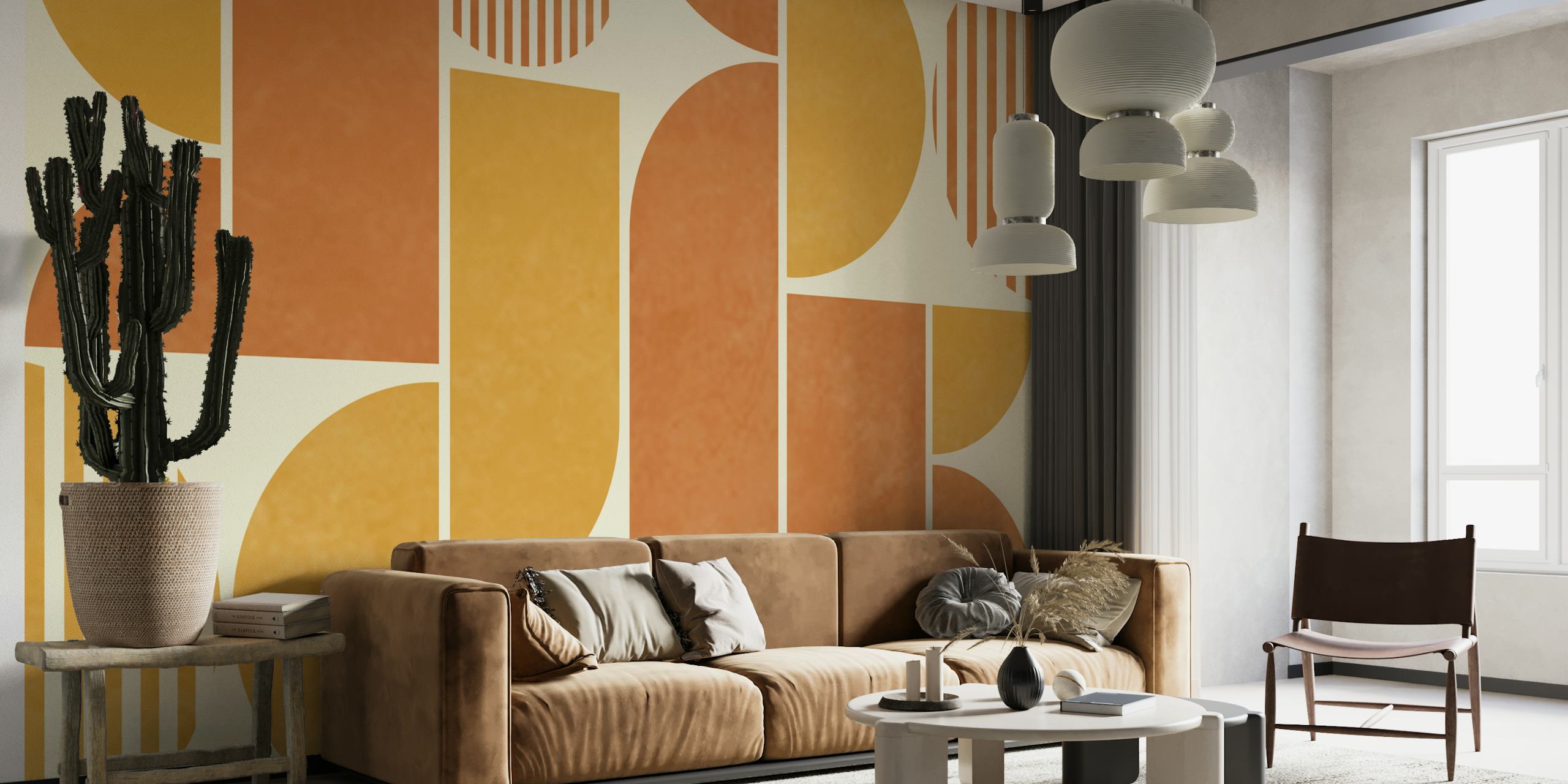 Mid-Century Modern Maze wallpaper in a room