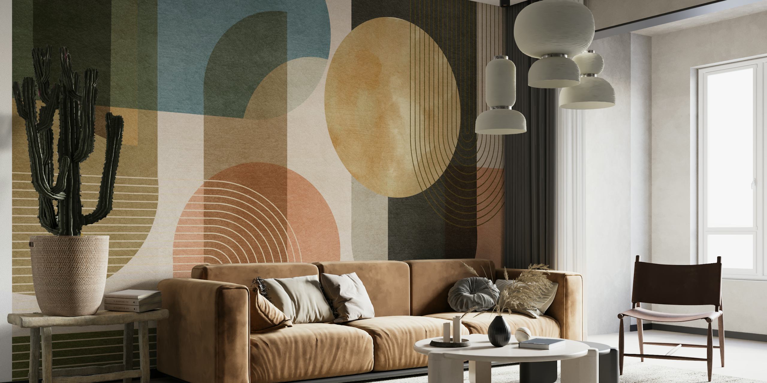 Vintage Geometric Fusion wallpaper in a room
