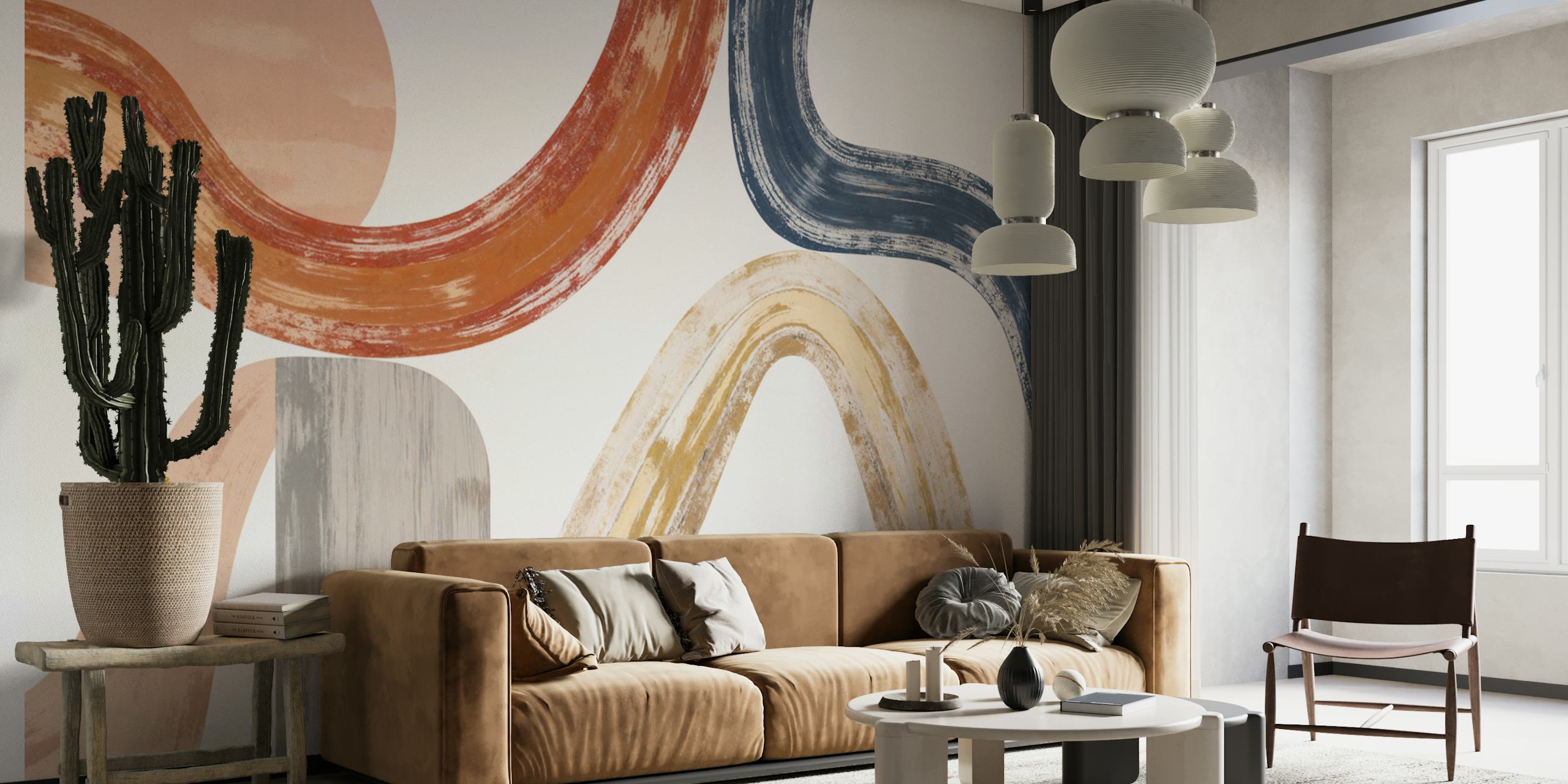 Abstract Earthy Waves tapetti huoneessa