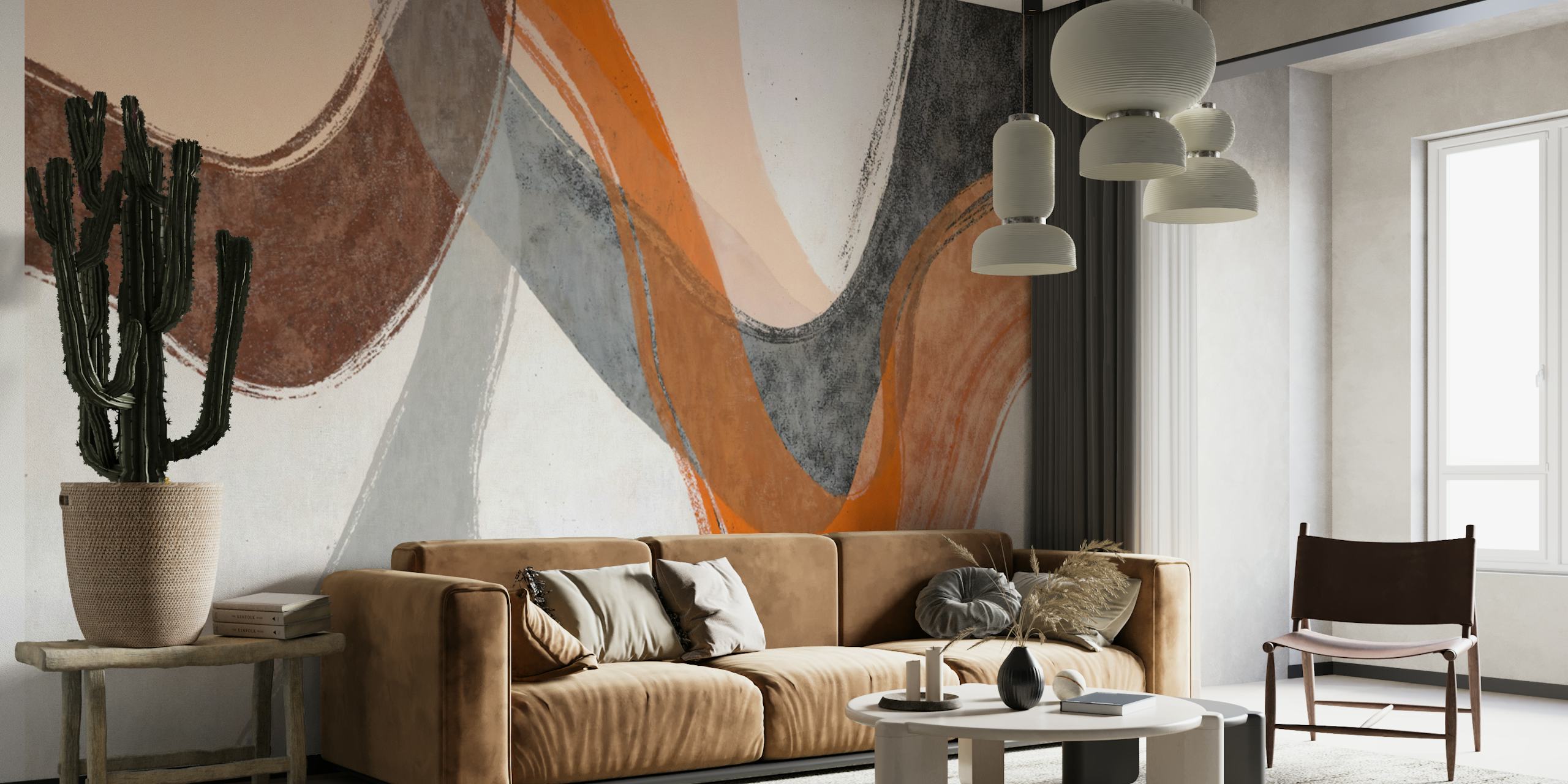 Earthy Wave Design-tapet i et rom