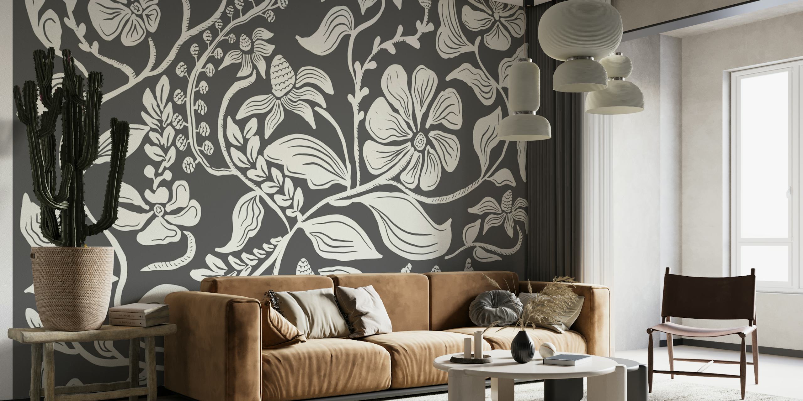 Chic floral wallpaper w stylowym pokoju
