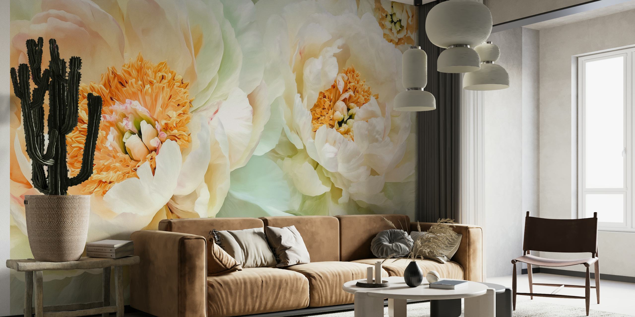 Tapeta Peony Bloom Elegance u sobi
