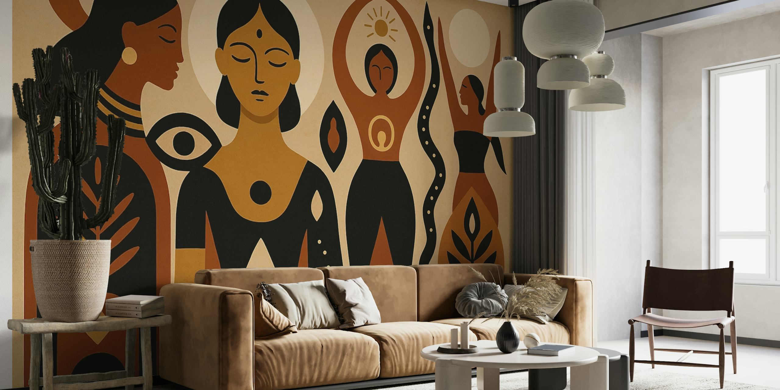 Sacred Feminine Symbols papel de parede em um quarto