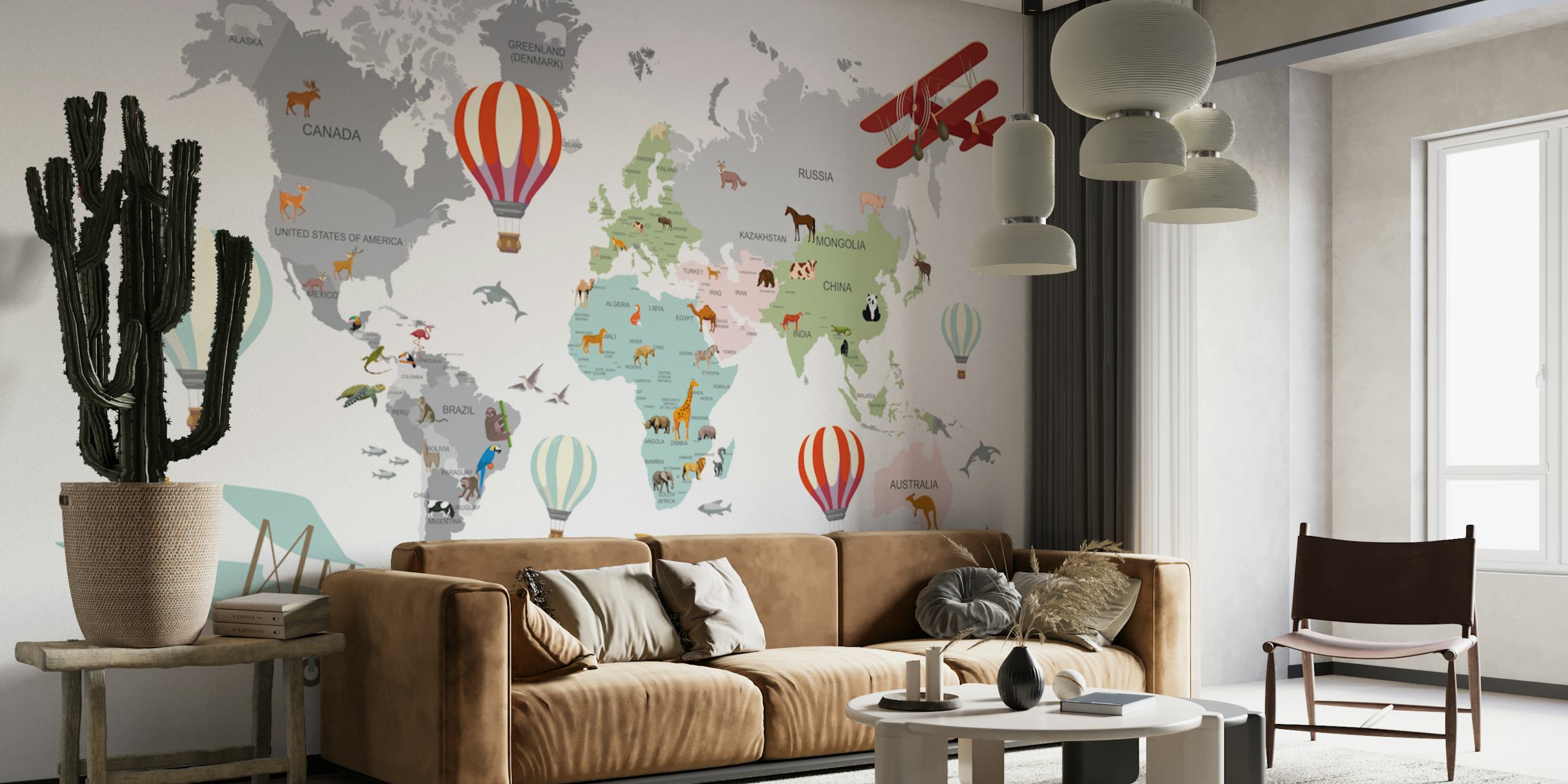 Whimsical World Map Decor σε ένα δωμάτιο