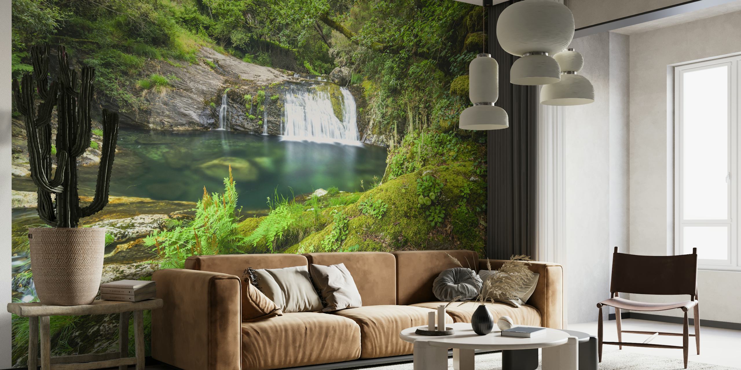 Forest Spring Waterfall tapet i et rum