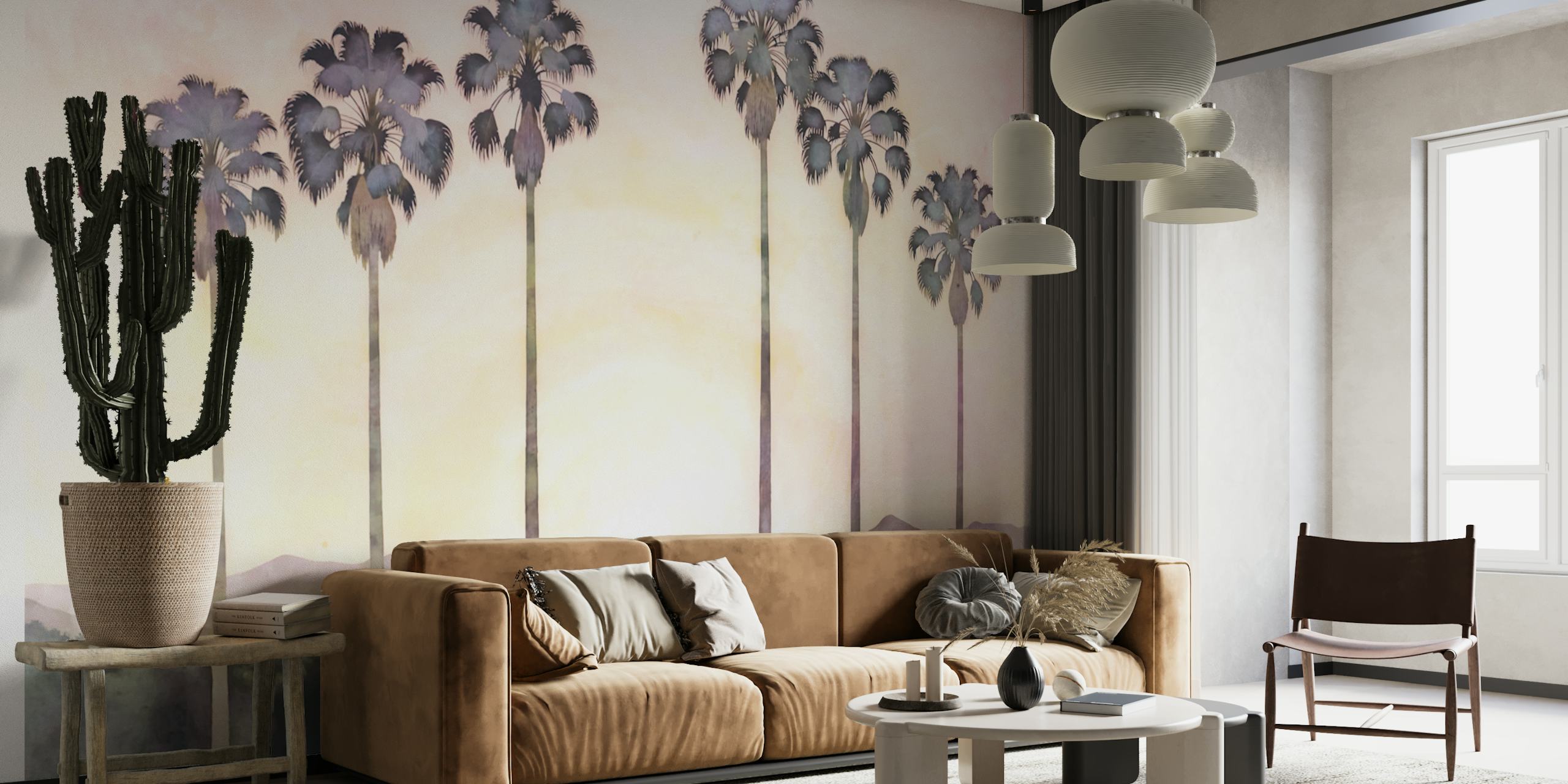 Tall palm trees with a pastel horizon wallpaper