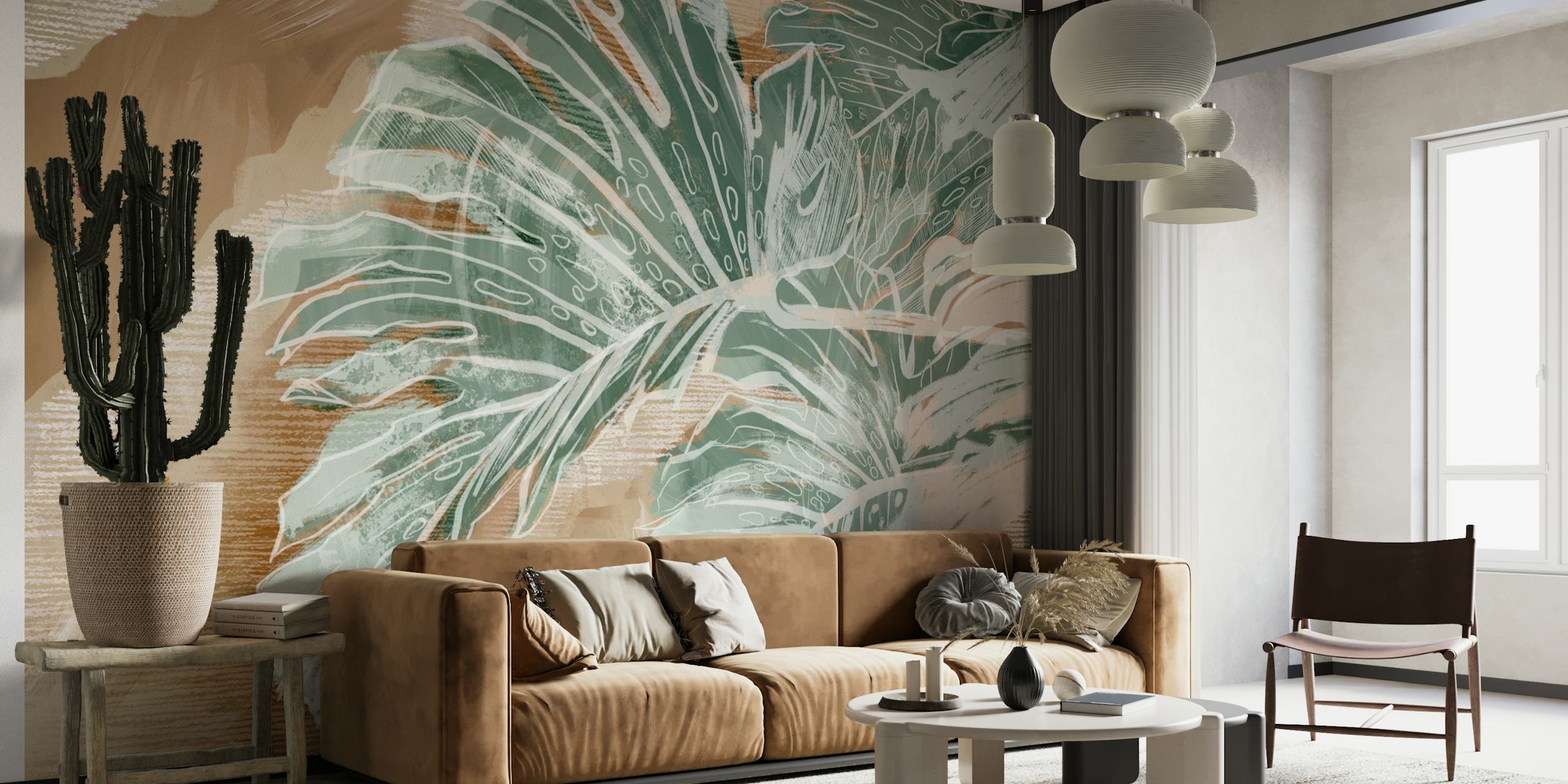 Abstract tropics 2 wallpaper in a room